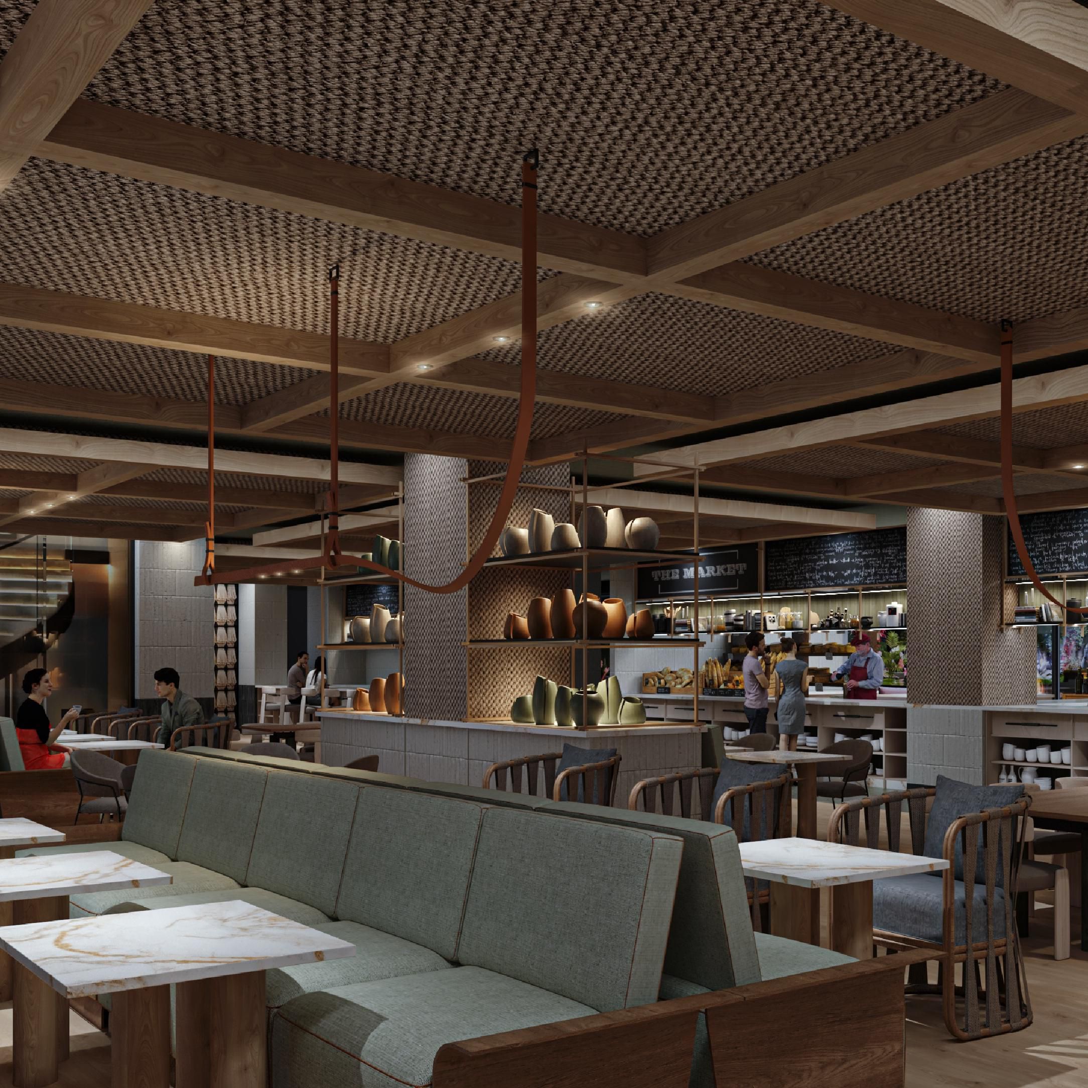 Serving American cuisine, the Market is open for all-day dining.