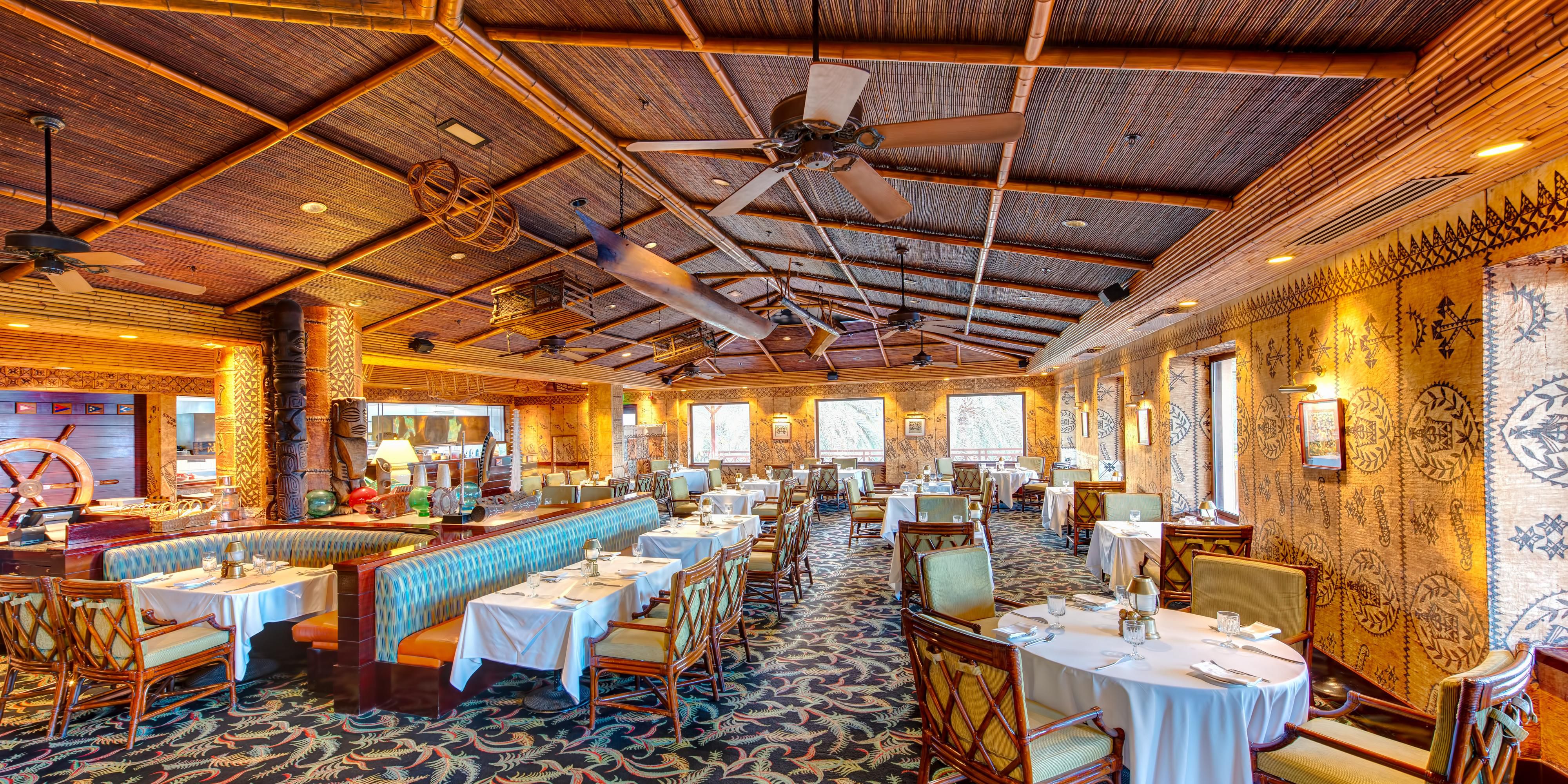 Embark on a tropical escape at Trader Vic’s, where French Polynesian flavours meet exotic cocktails and live music. Delight in specialty dishes and signature Mai Tais, all served in a vibrant South Sea-inspired setting, perfect for gatherings with your loved ones, date nights, or memorable business dinners. A truly unique dining experience awaits.