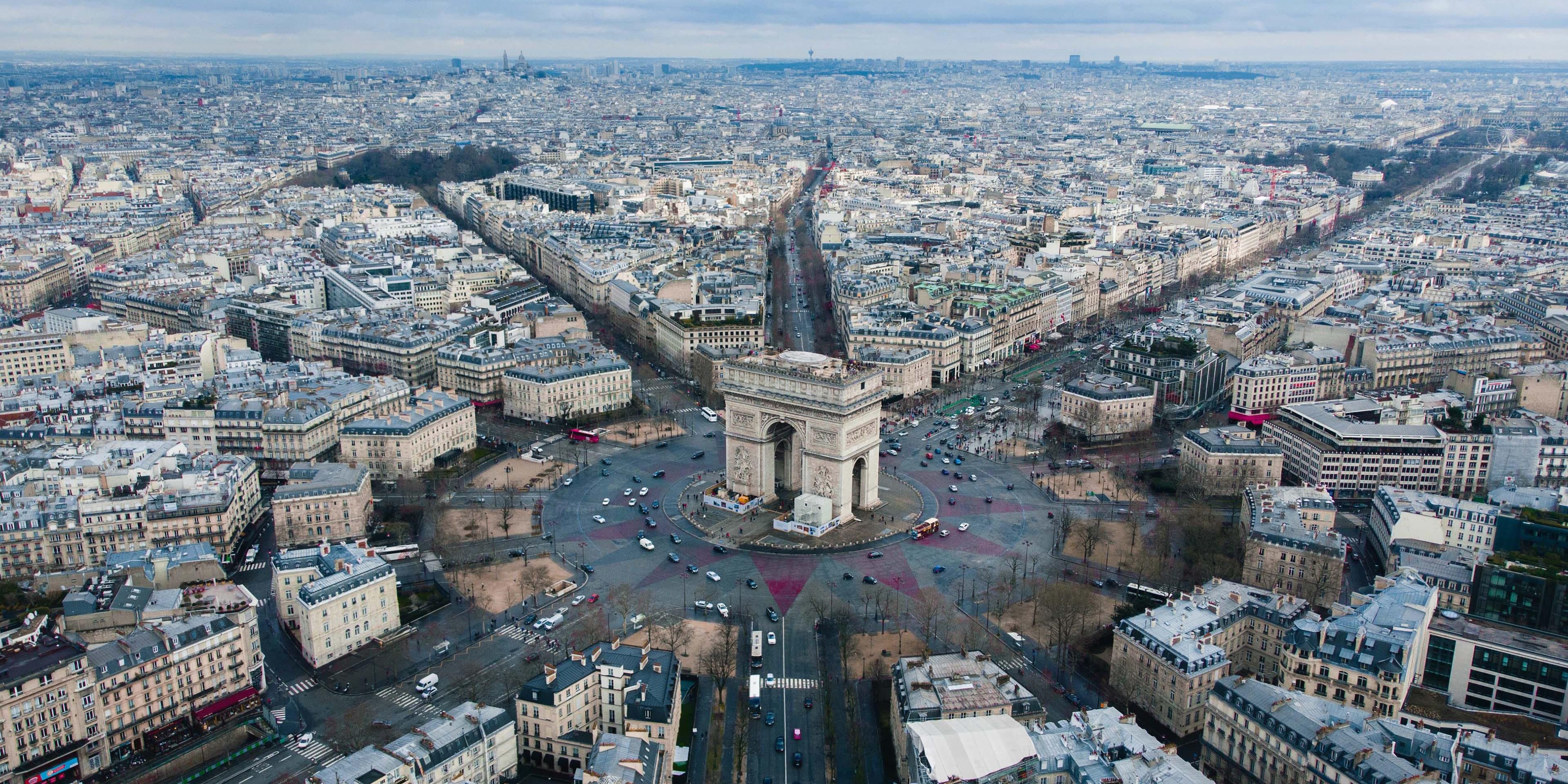 The Arc de Triomphe only steps away from the hotel.