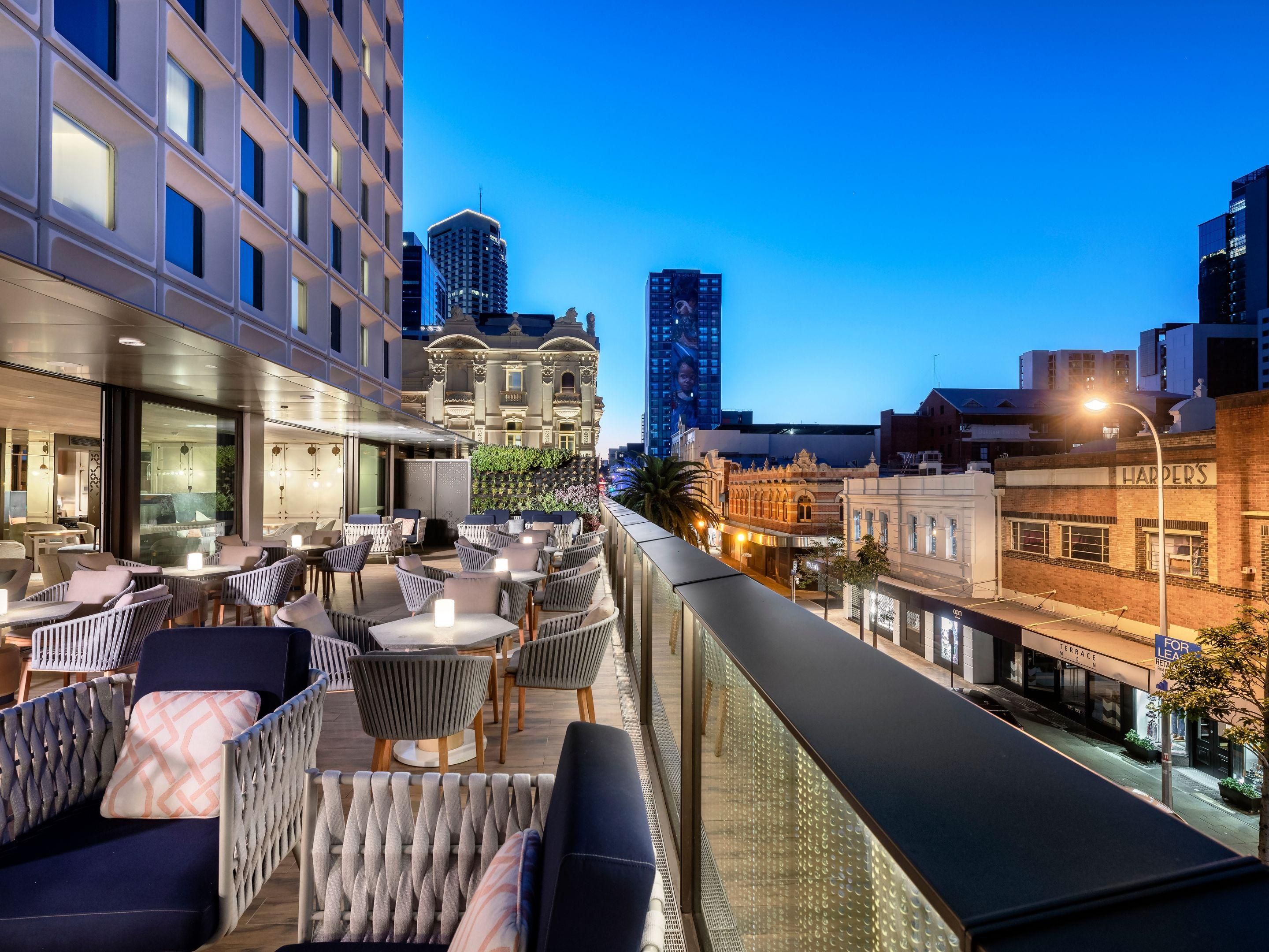 outdoor event area at night