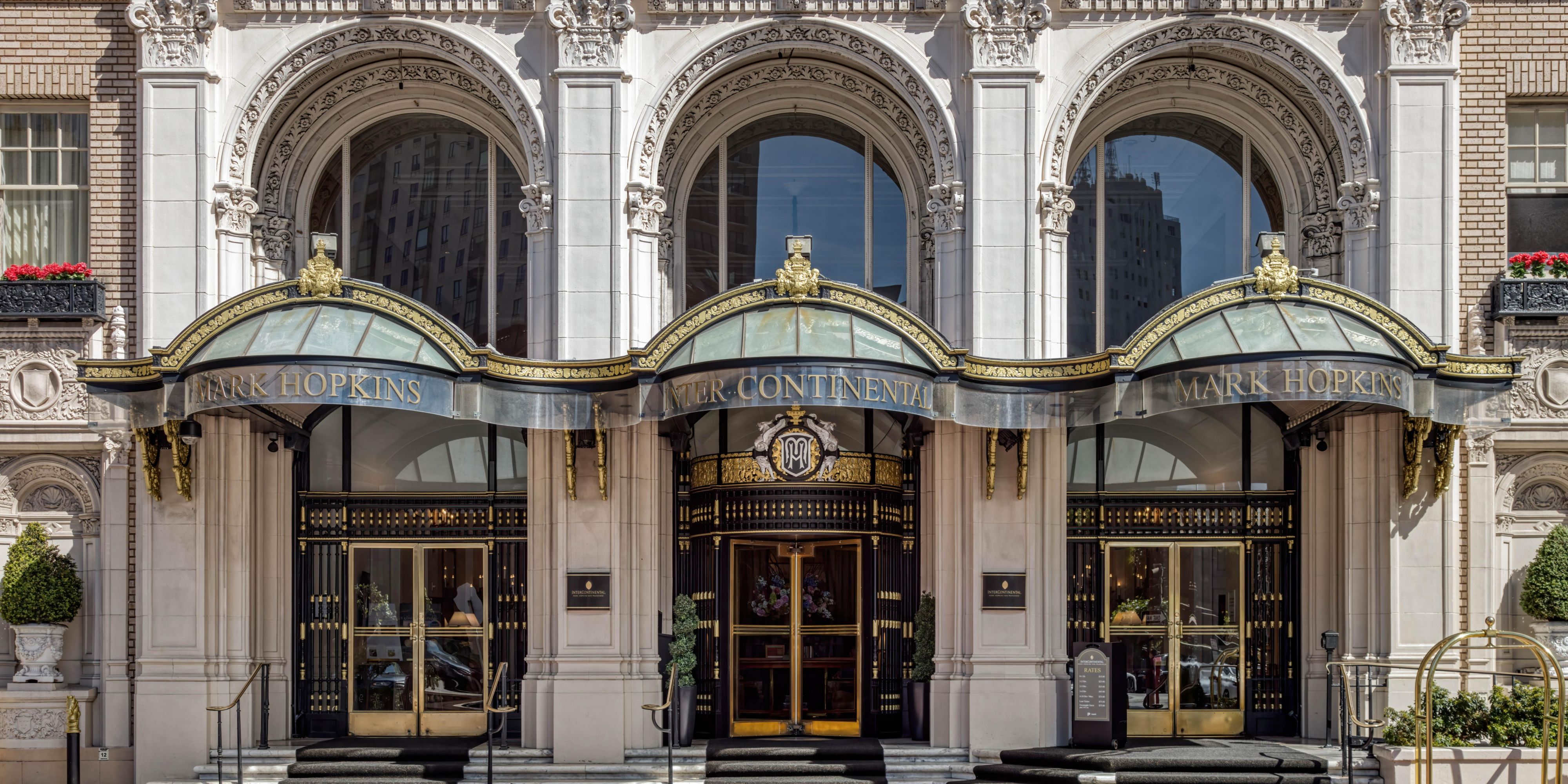 The gilded entrance at the InterContinental Mark Hopkins