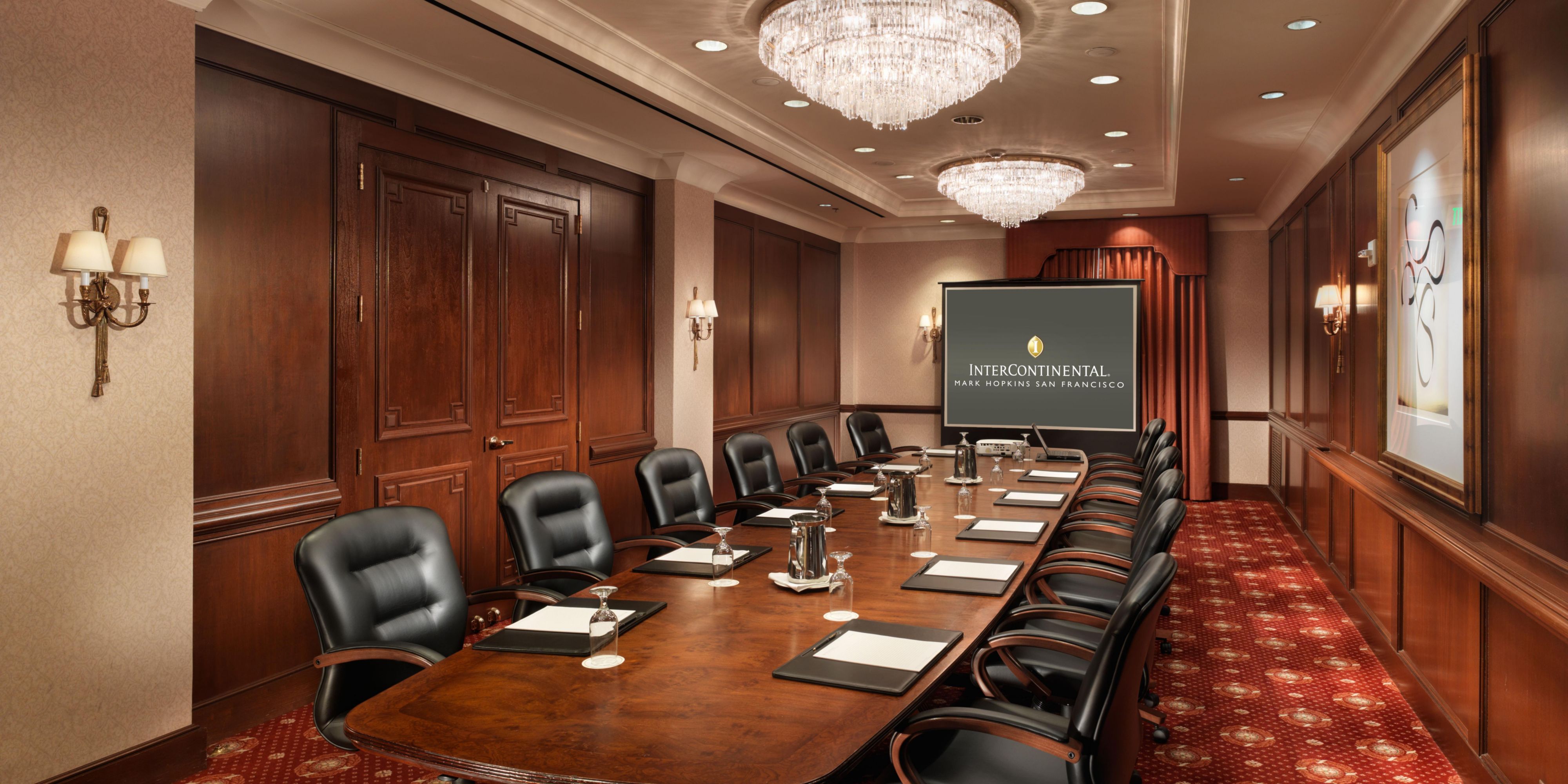 Elevate your event to new heights at the InterContinental Mark Hopkins San Francisco, where our sophisticated meeting and event spaces are designed to impress. With over 19,000 square feet of elegant venues, including a stunning Grand Ballroom and intimate boardrooms, we offer the perfect setting for any occasion. 