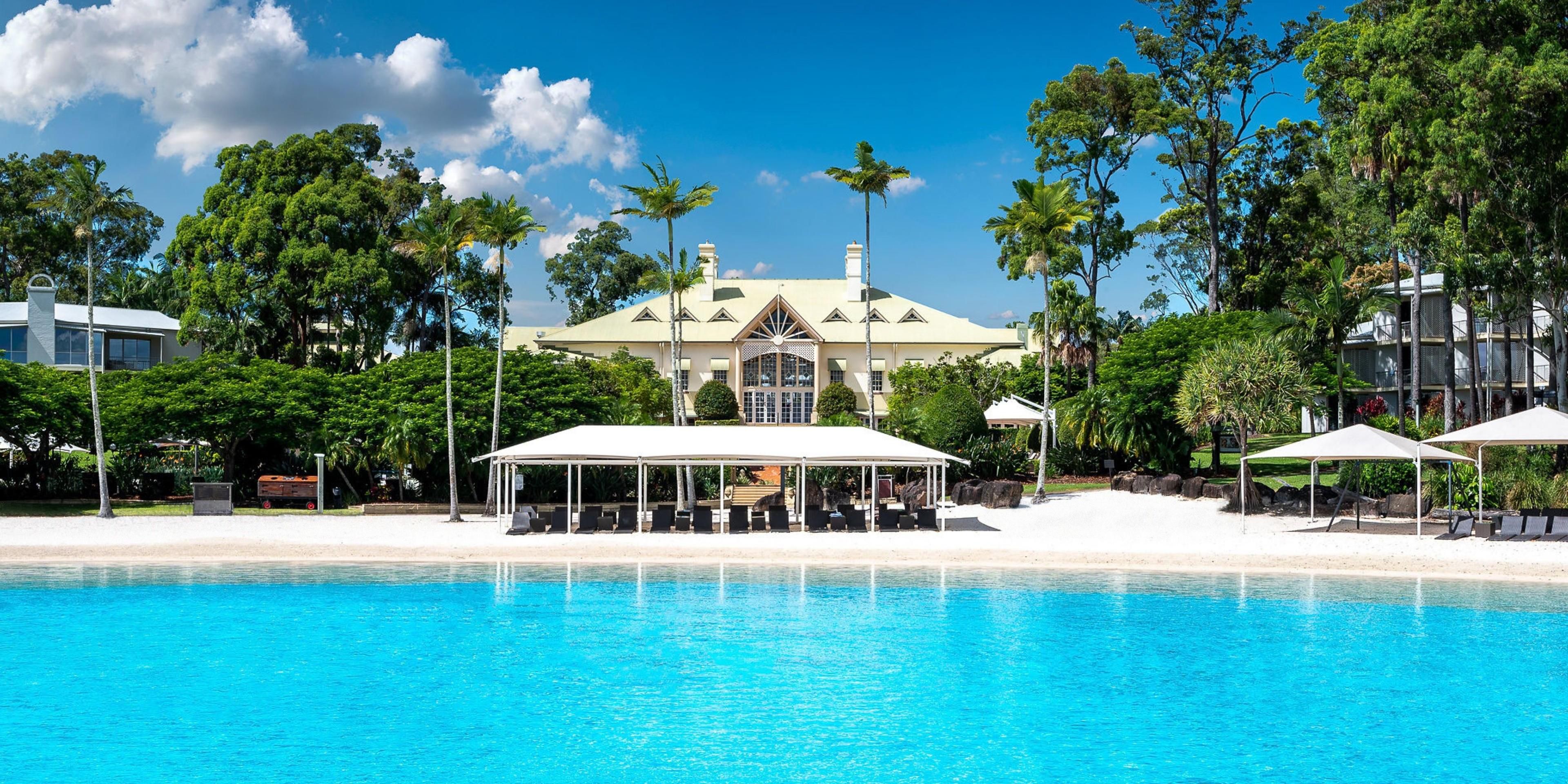 Pristine waters of our one-acre lagoon beach