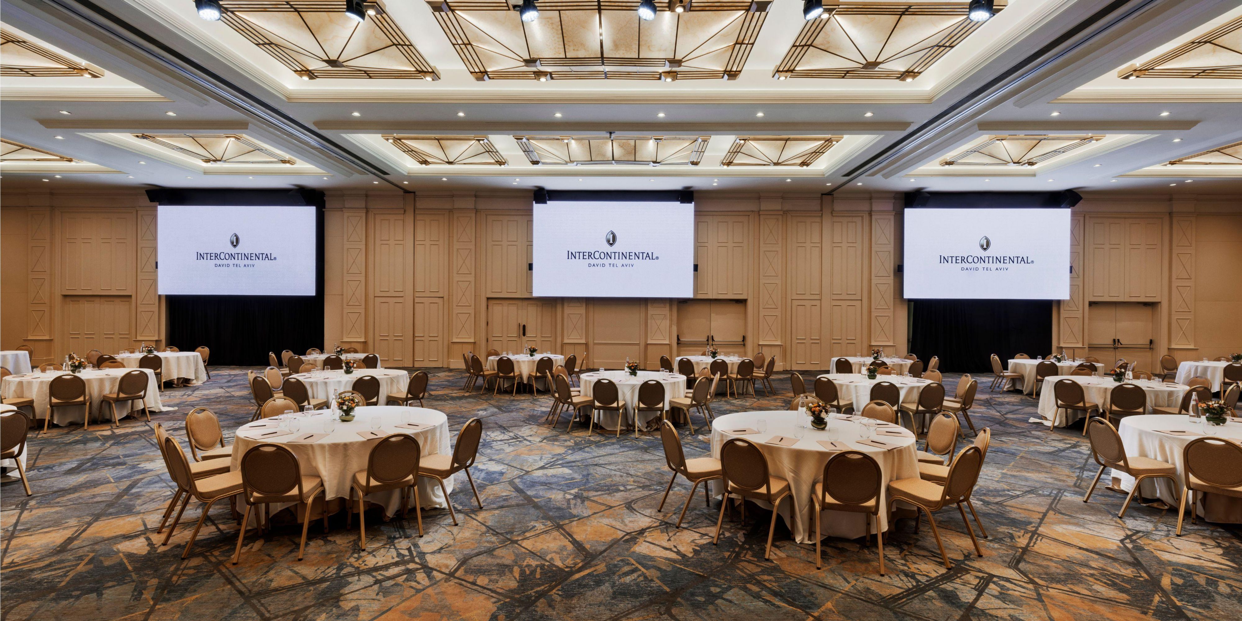 Discover the largest hotel-based conference centre in Israel at our Tel Aviv hotel. Boasting more than 25 versatile meeting spaces, including two stunning ballrooms for up to 2,500 guests, our venues offer limitless possibilities. With top-notch amenities, catering and event planning services, our team ensures your gatherings will be unforgettable.