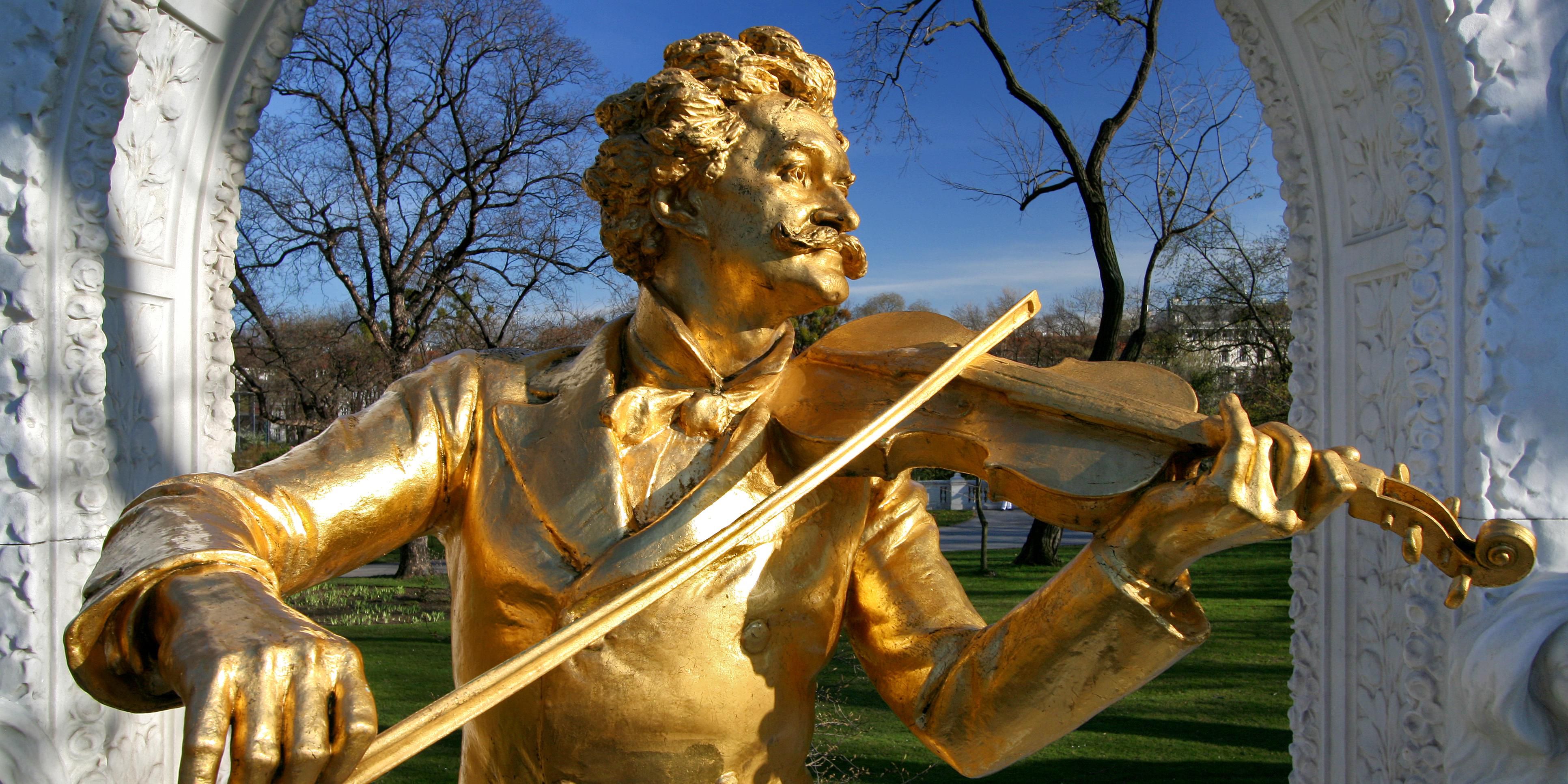 The famous Johann Strauss monument opposite the hotel