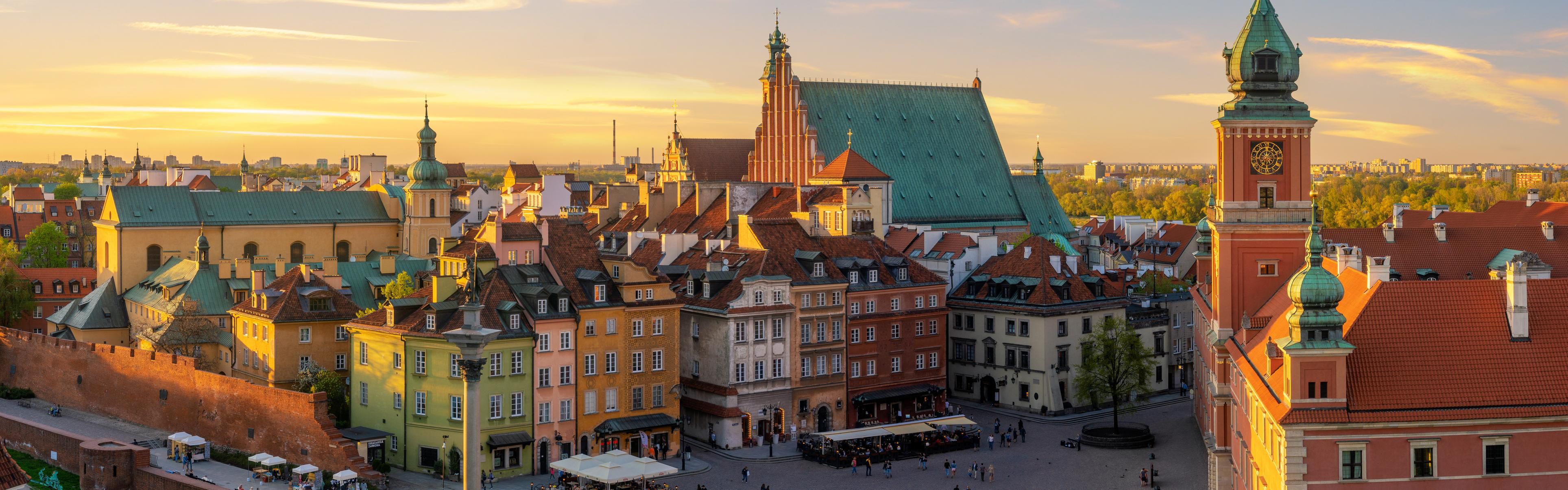 Warsaw Old Town at Sunset