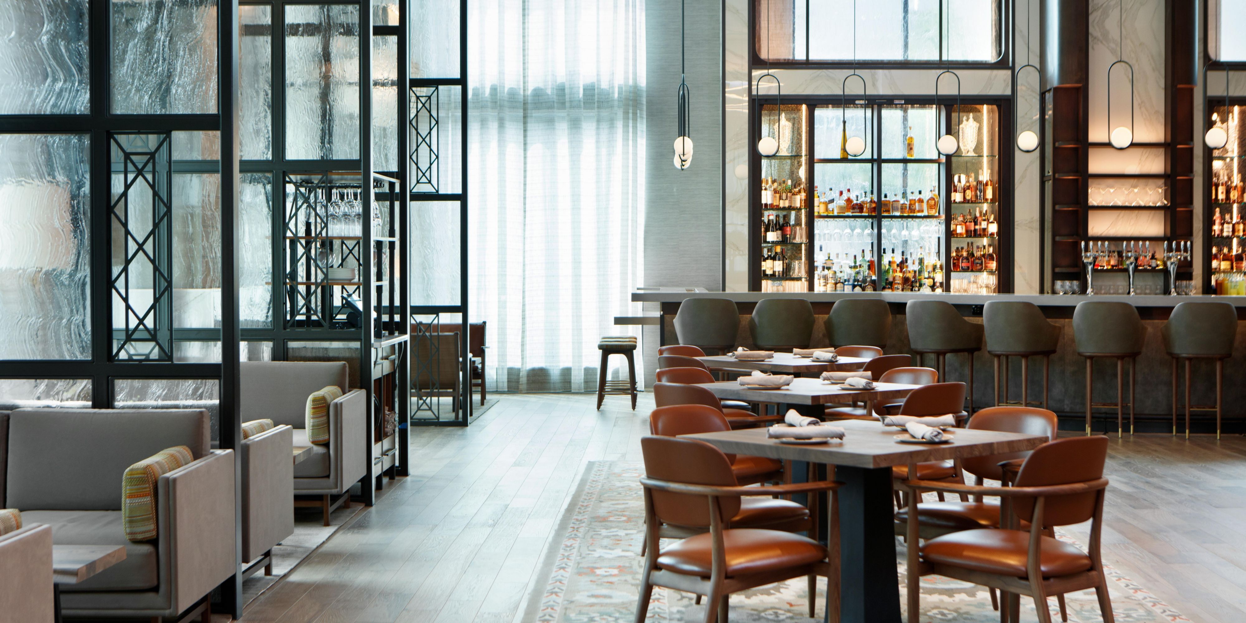 Soaring ceilings, modern metals and textured stone set the scene for this restaurant by day, lounge by night. The art of the cocktail is an obsession, but local craft beers and great wines are worthy options. Globally inspired small plates are meant to be shared with family and friends. Step onto the patio for views of the Blue Ridge mountains.