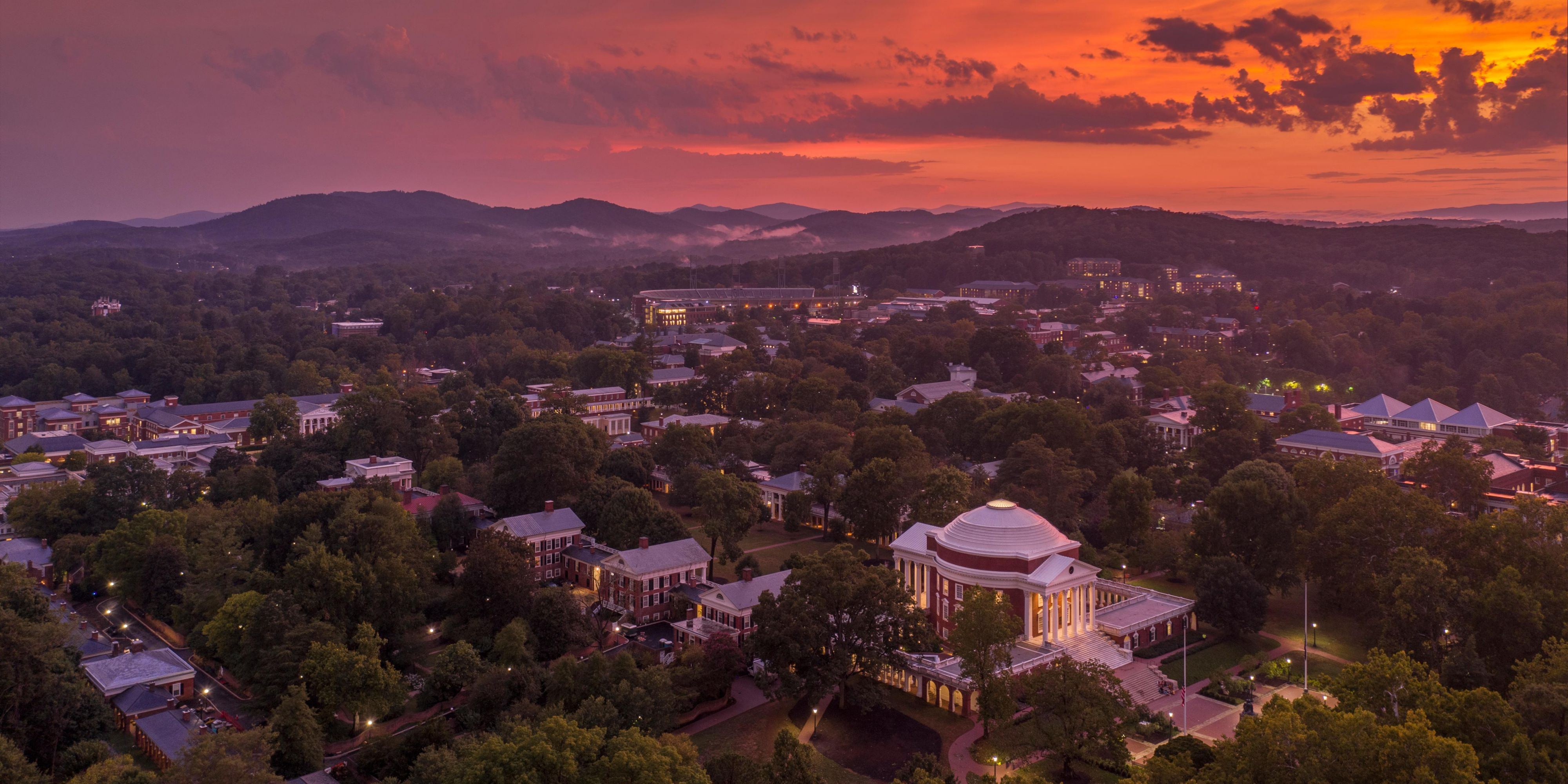 Charlottesville framed by the Smoky Mountains