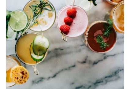 stemless wine glasses with colourful sangria