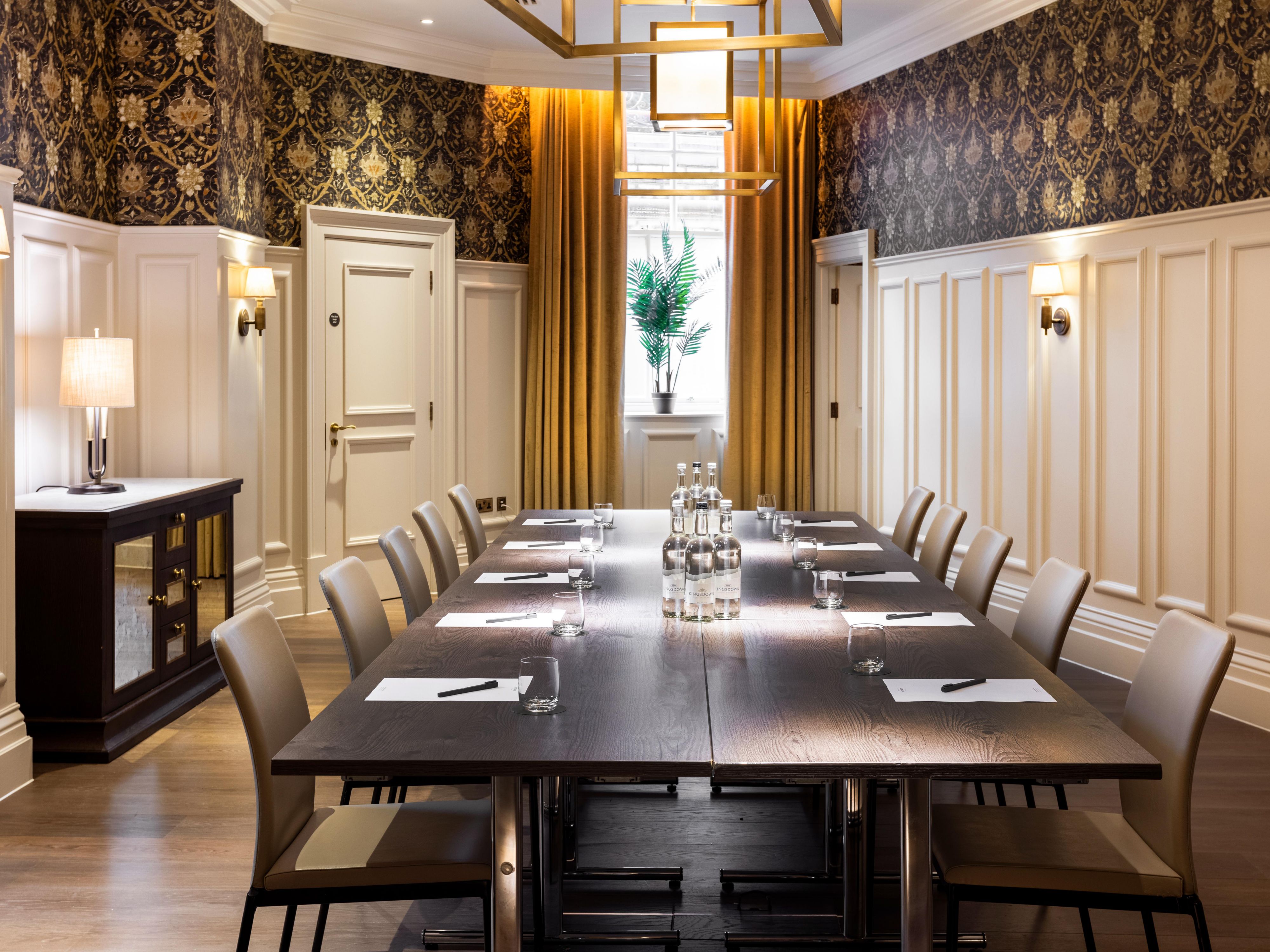 Guests socializing at small table