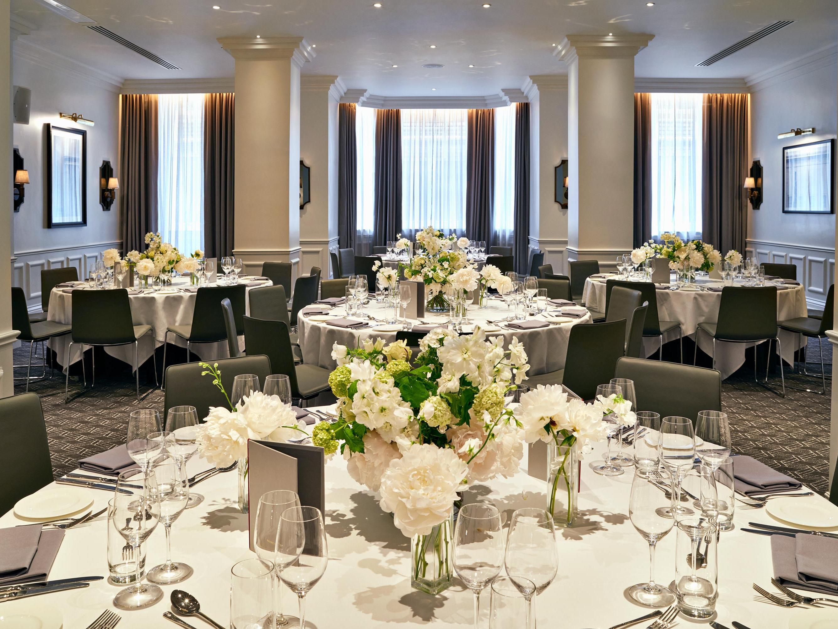 Meeting room set up for wedding reception