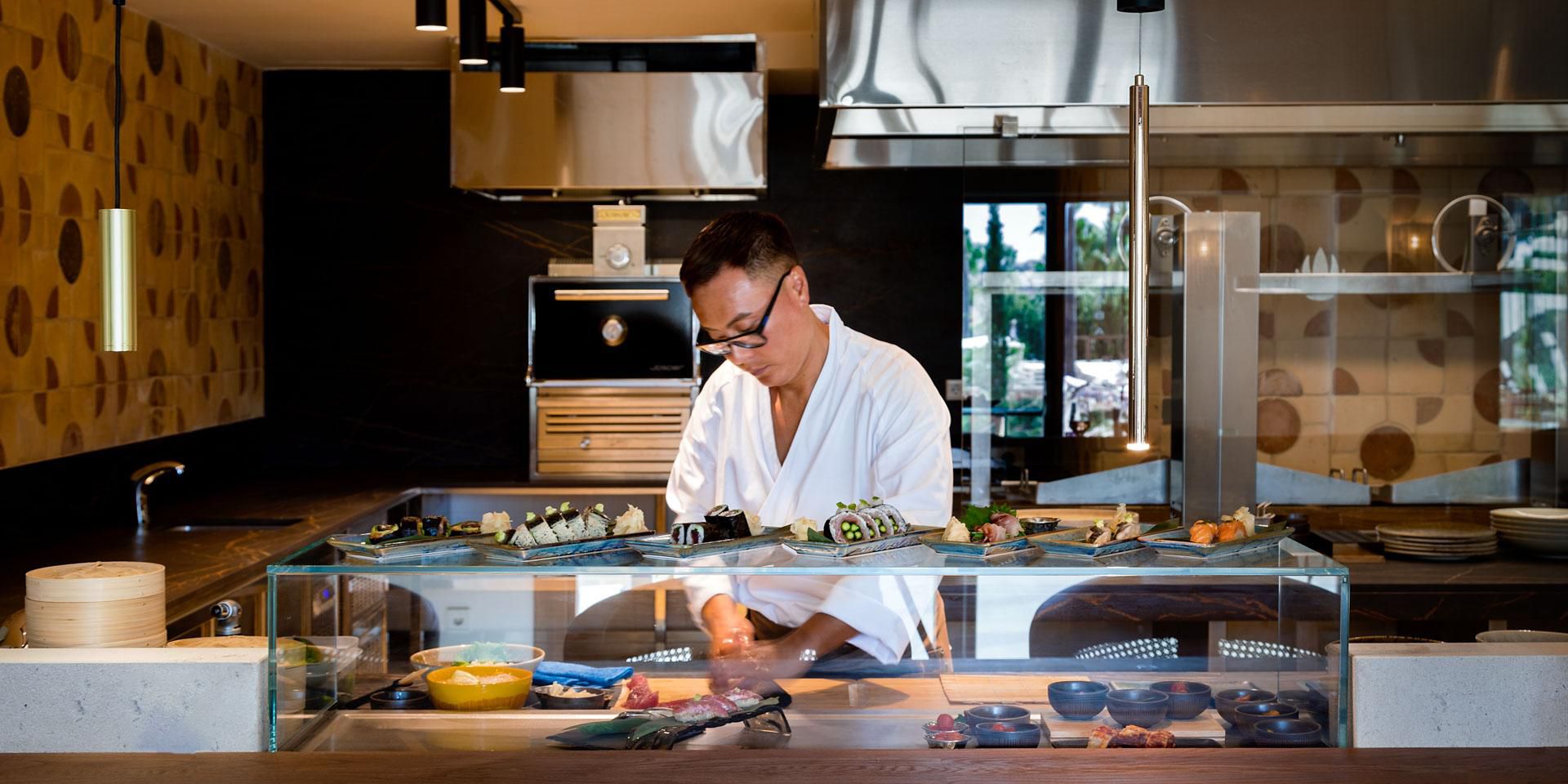 Our Mallorca hotel offers three exceptional dining options. SABA Restaurant combines Korean-Japanese cuisines with fresh ingredients and progressive techniques. SABA Bar & Bodega offers a chic indoor-outdoor bar atmosphere. Zayt Pool Kitchen & Garden Deli provides a delightful poolside experience with casual Mallorca bites and classic cocktails.
