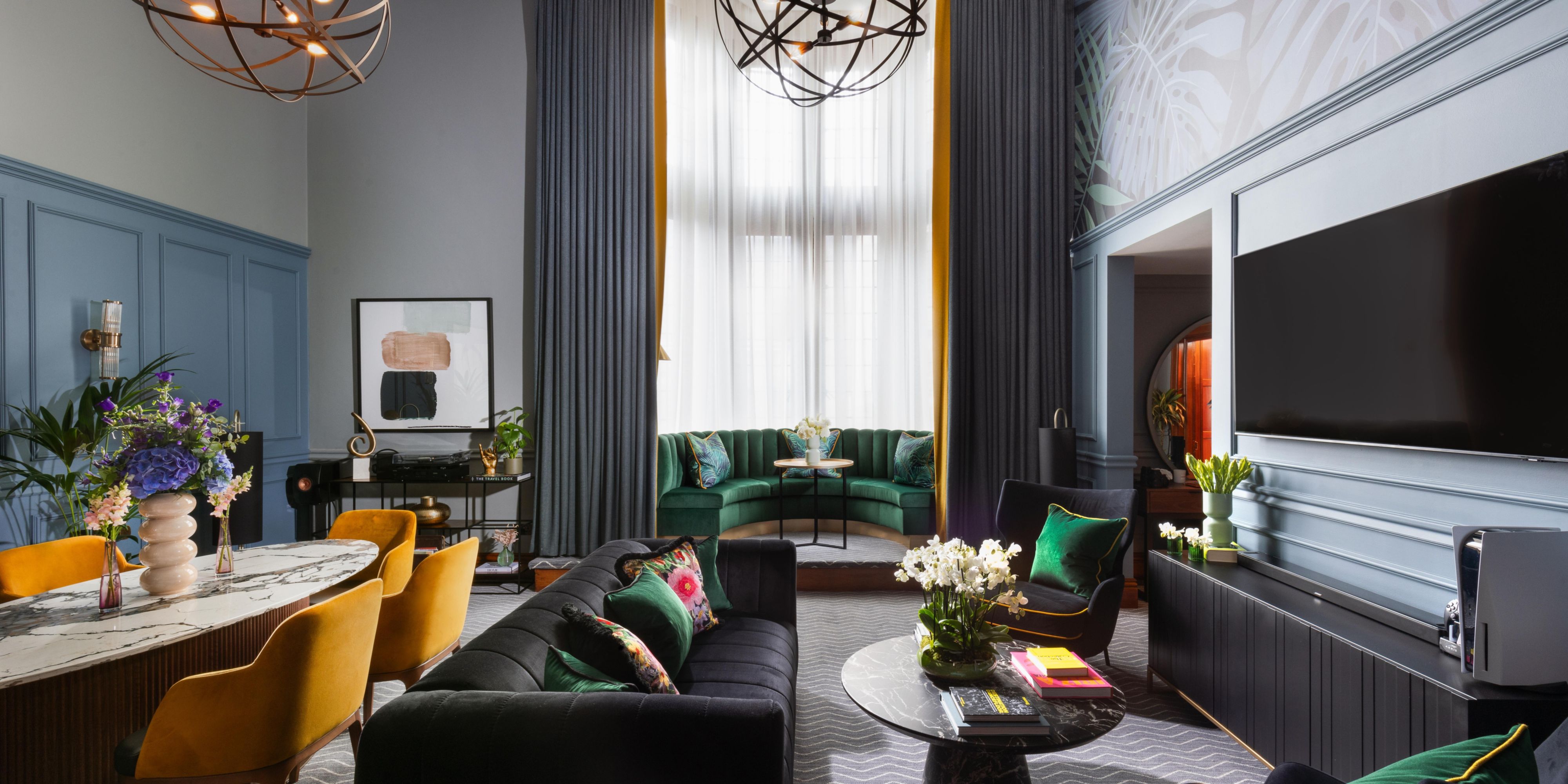 Lounge area in a luxury hotel suite