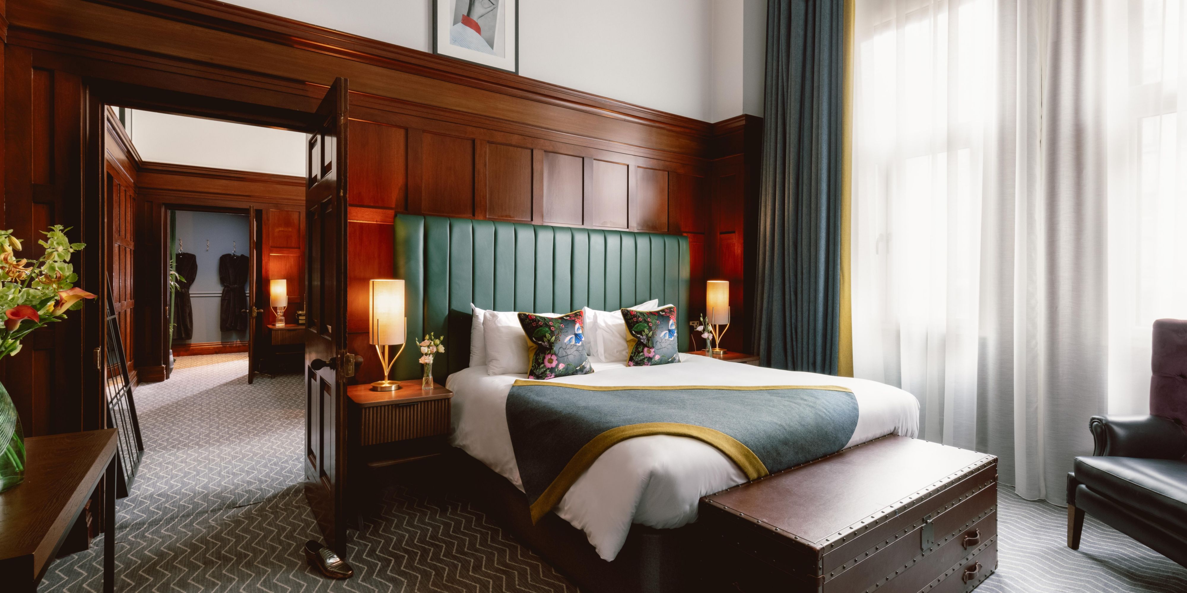 Super king-size bedroom in a luxury hotel suite