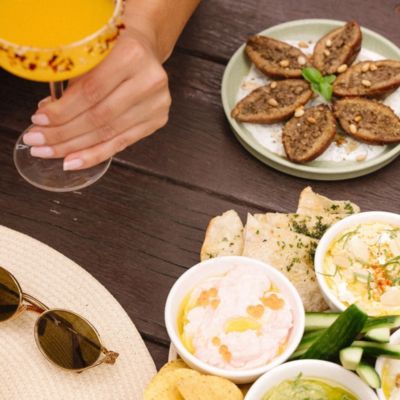 Assortment of tasting dips at Harper Rooftop Bar