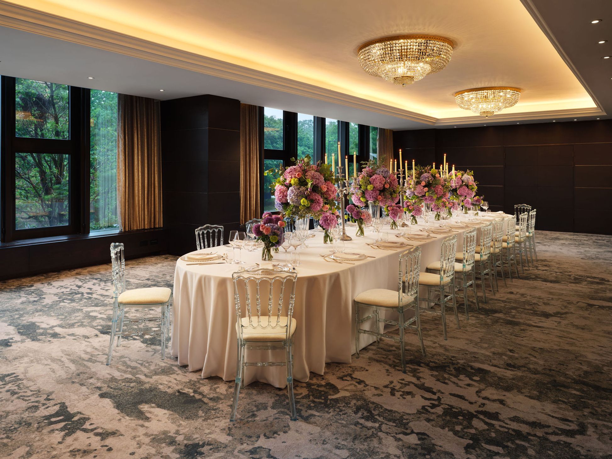 Private dinner party set up