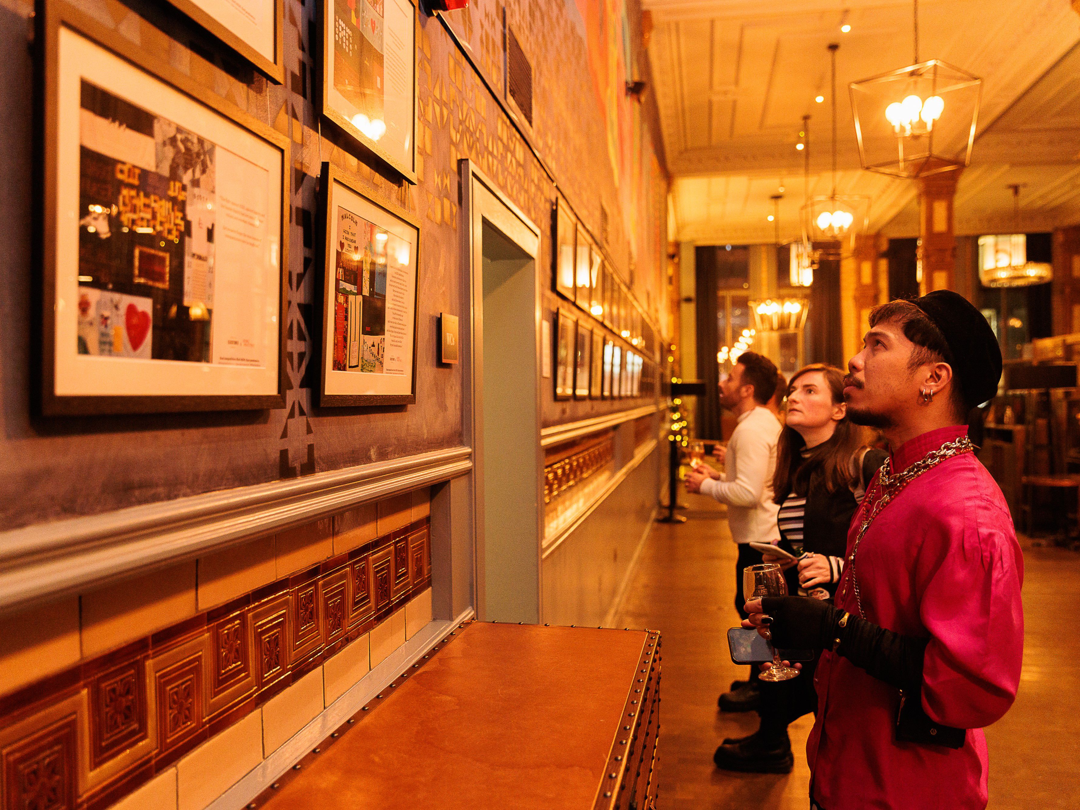 People looking at a gallery