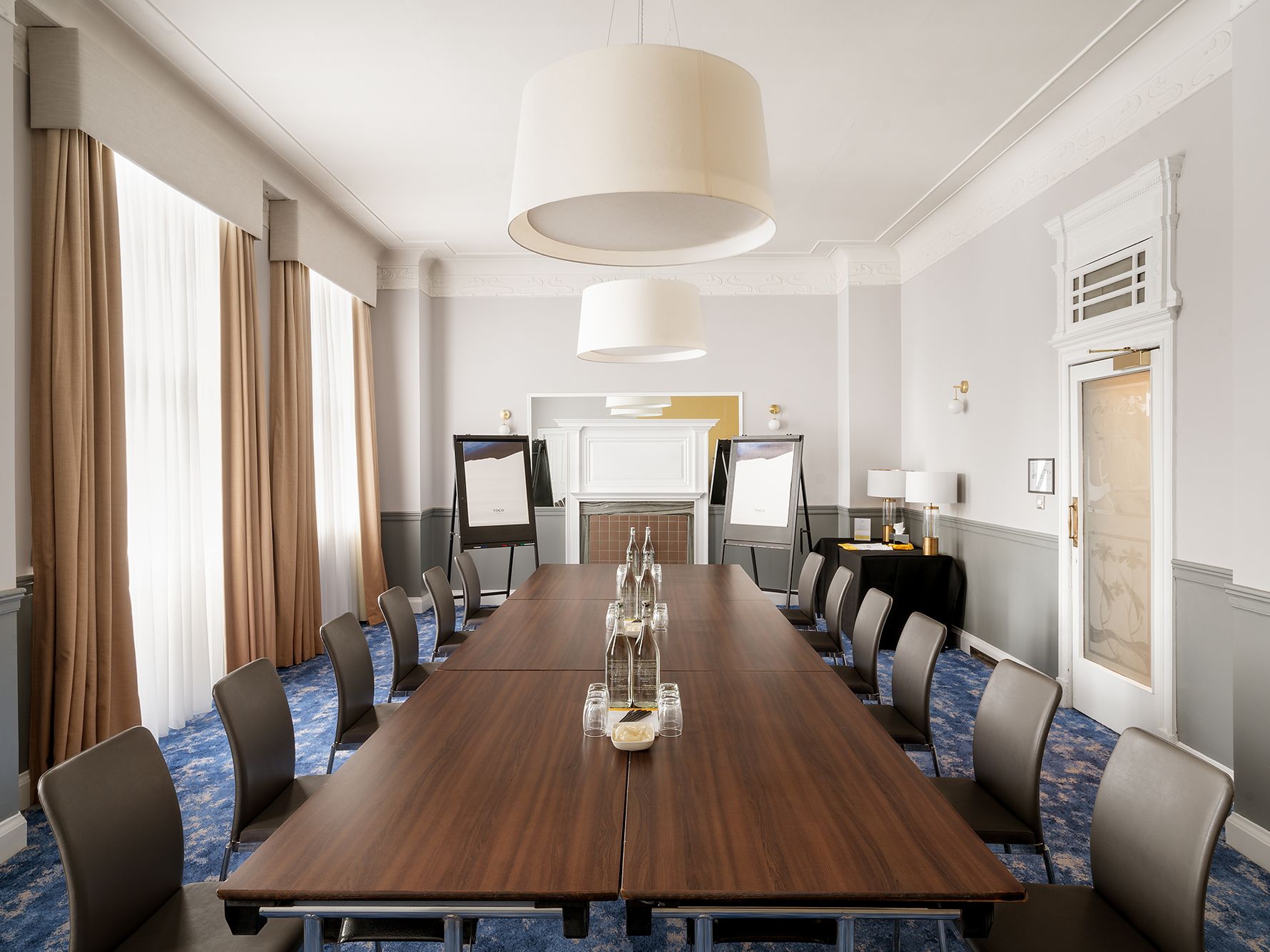 Meeting room with a long table