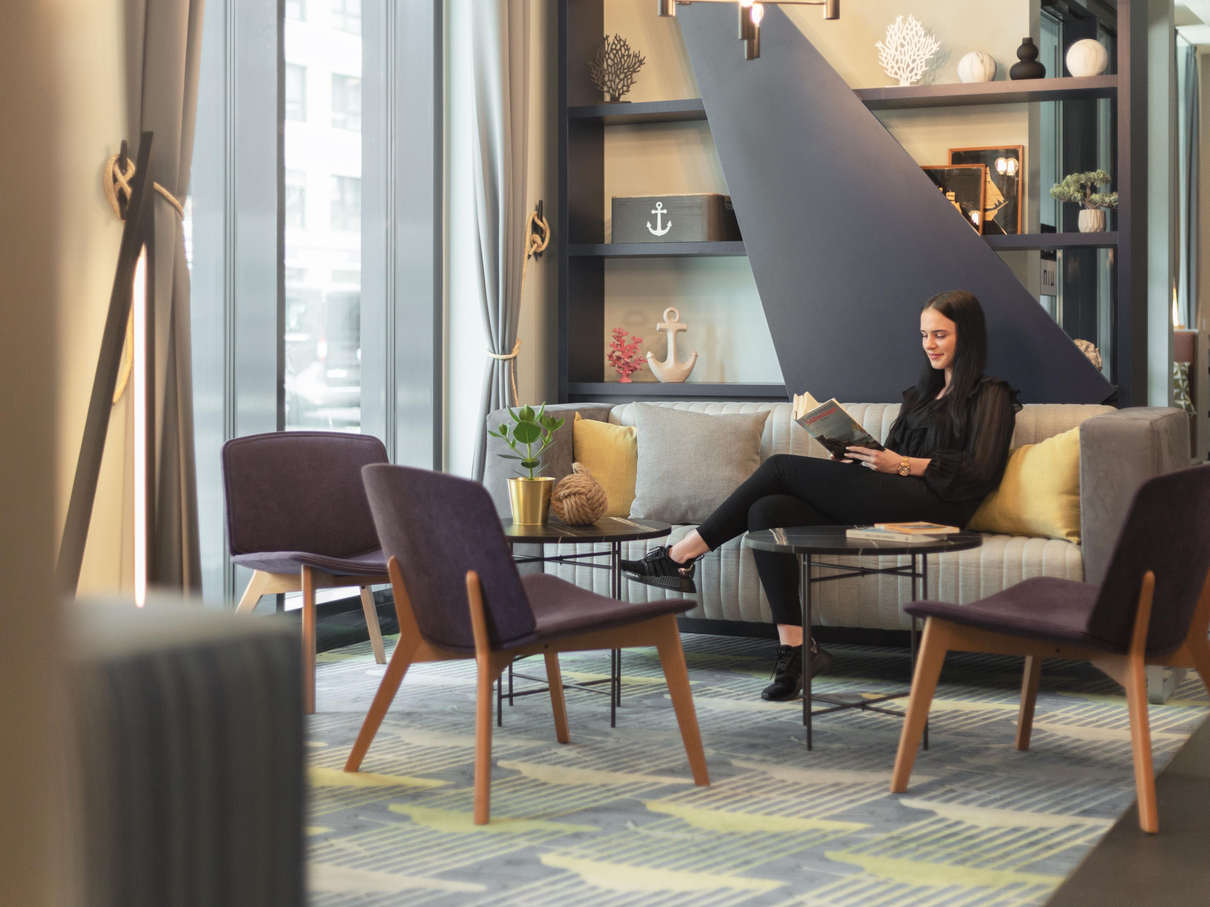 Modern hotel lobby with seafaring flair - ideal for relaxing