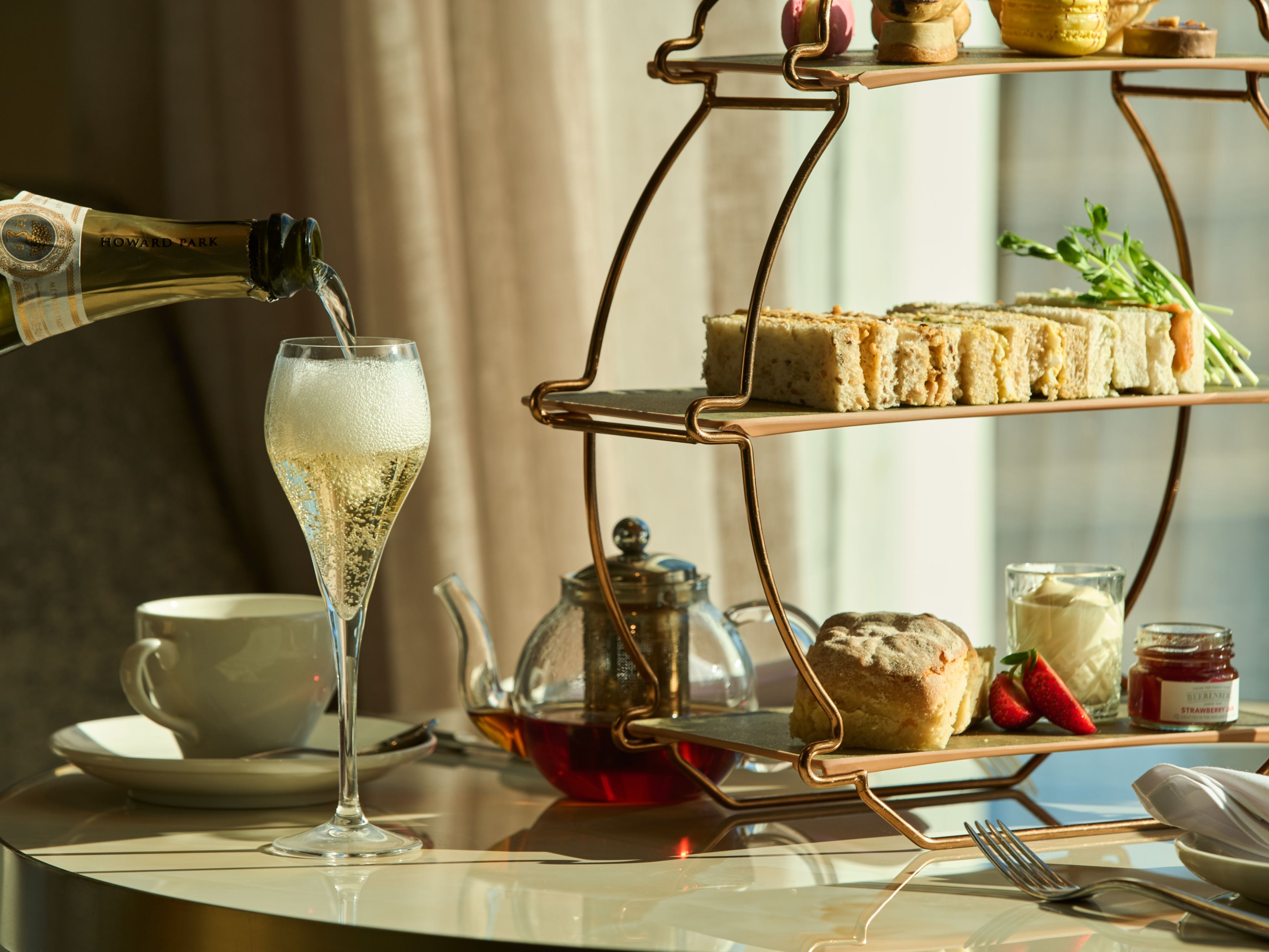 Champagne and finger foods set up at Club InterContinental.