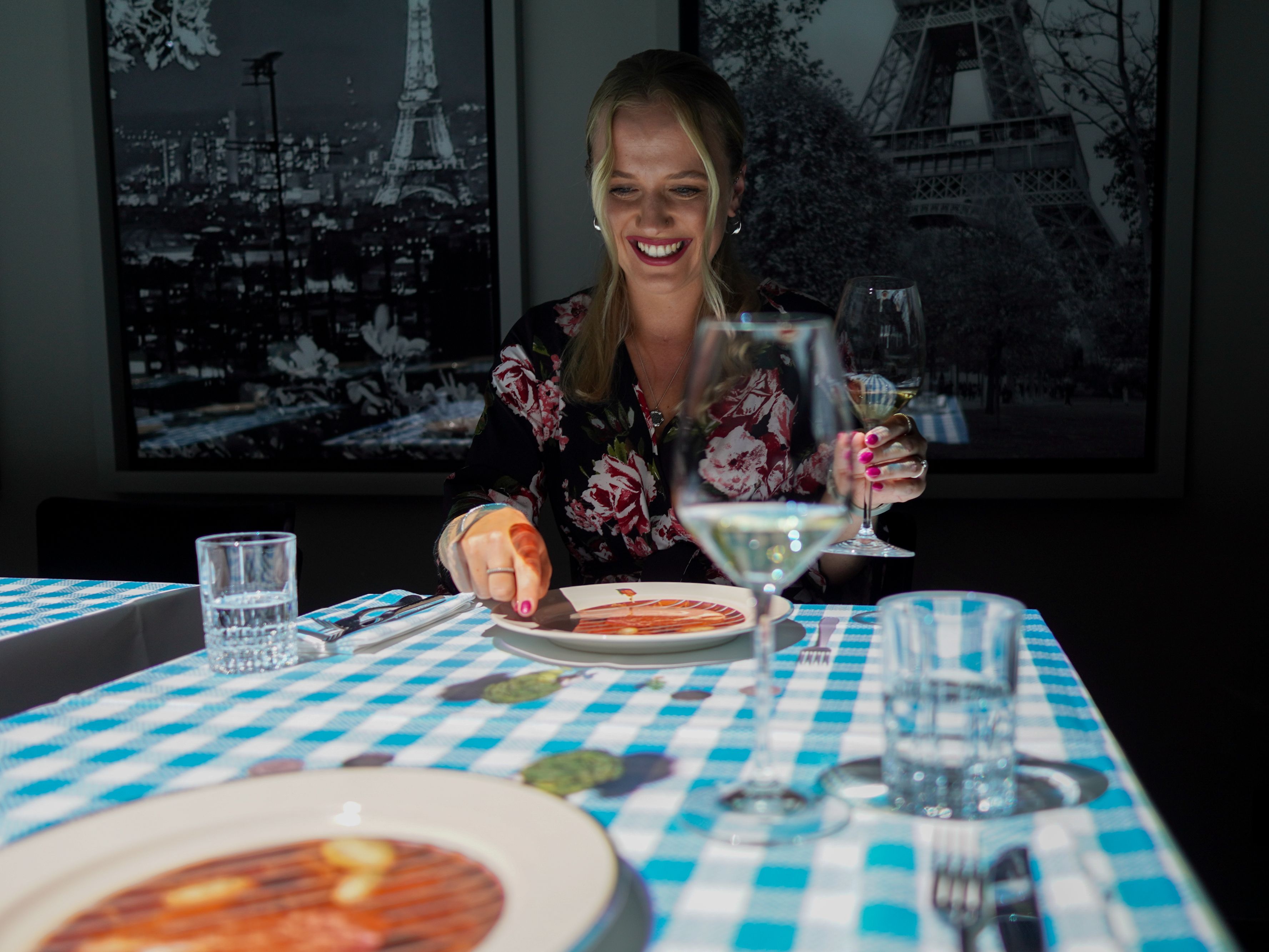 Guest enjoying a meal at Le Petit