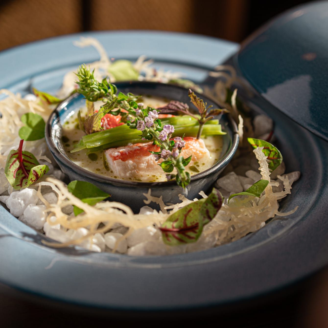 An extravagantly plated course within the Taste Studio experience.