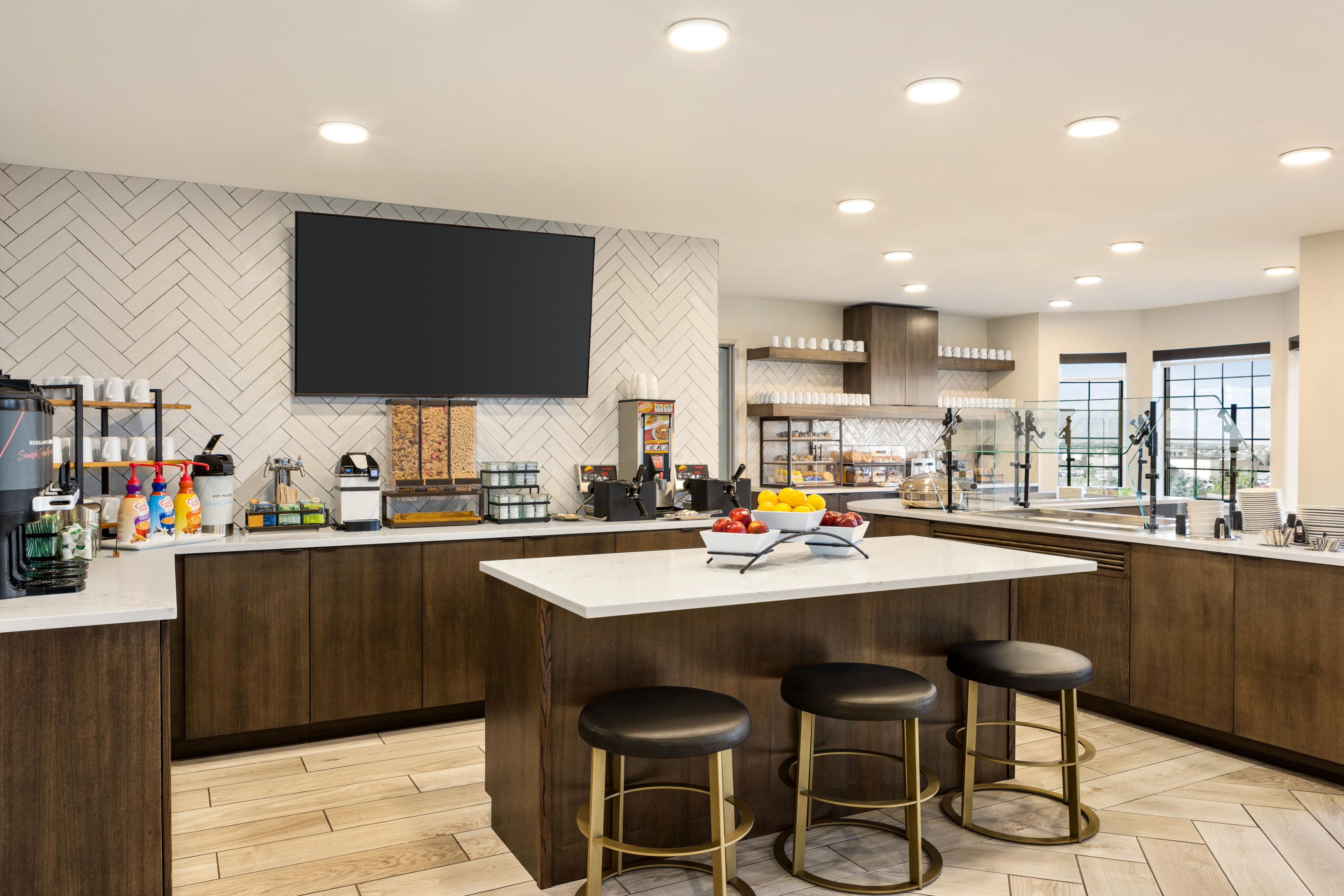 Start your day with a fantastic breakfast buffet featuring a delightful selection of hot and cold items, freshly baked goods, and healthy options. Enjoy daily specials and plenty of variety to cater to our long-term guests. Whether you prefer a hearty breakfast or a lighter bite, we've got you covered every morning from 6:30am-9:30am.