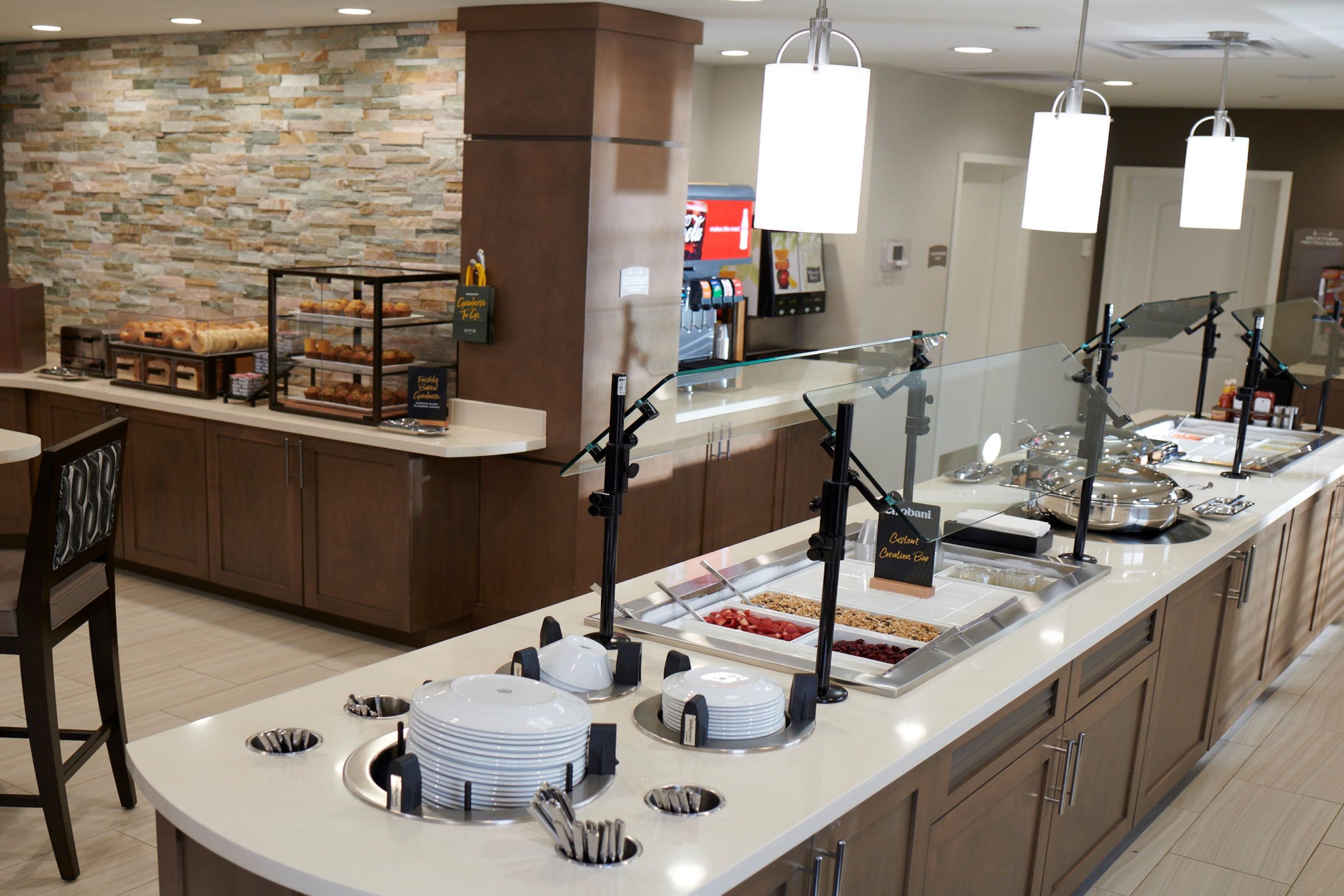 Our Guests enjoy Breakfast on Us that includes the favorites like egg, bacon and  pastries.