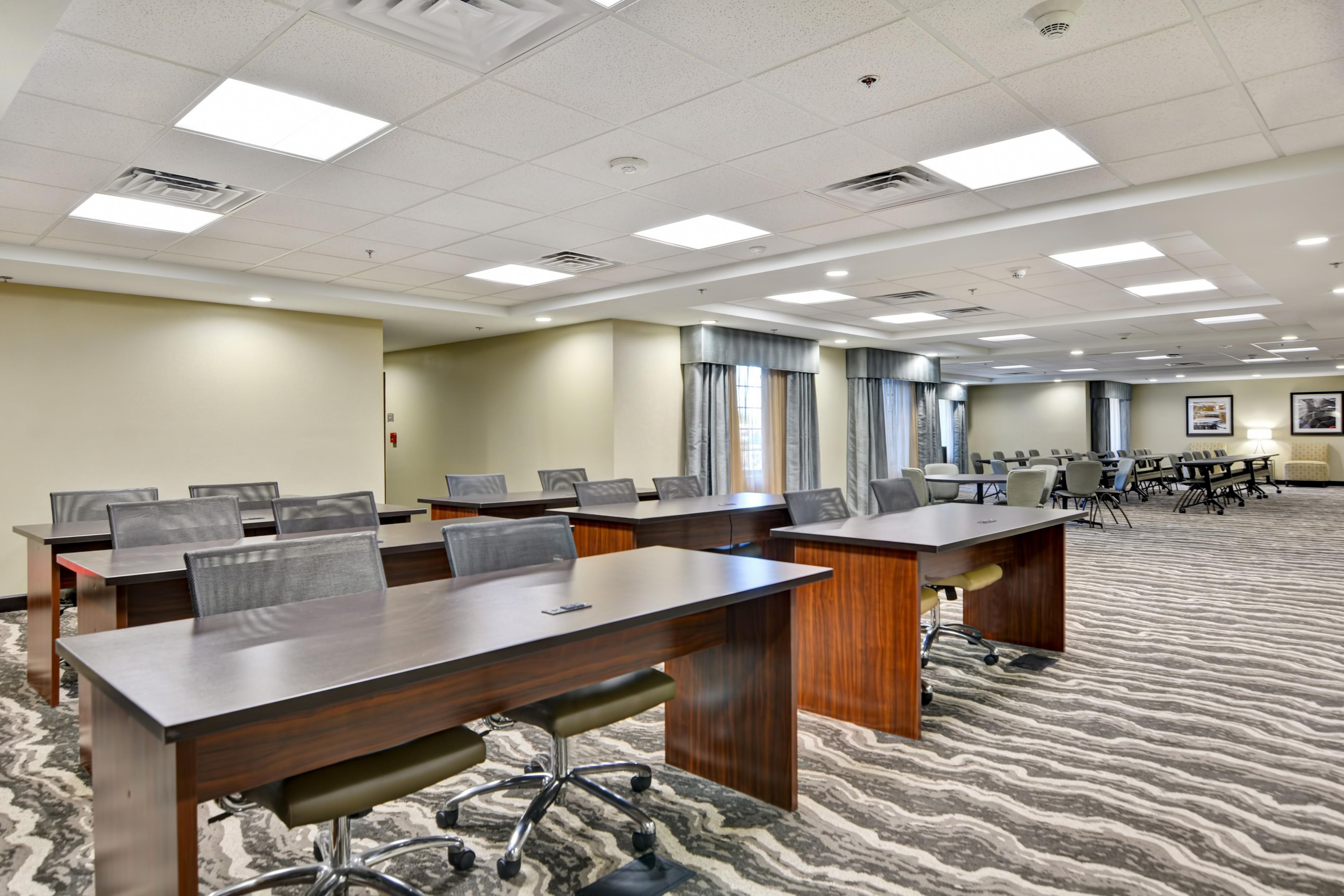 Host business meetings and social gatherings in our flexible venue for up to 100 guests or in our boardroom for up to 15 guests. Our all-suite hotel offers a business center, AV equipment, free Wi-Fi, and group room blocks so you can connect, collaborate, and celebrate in style!
