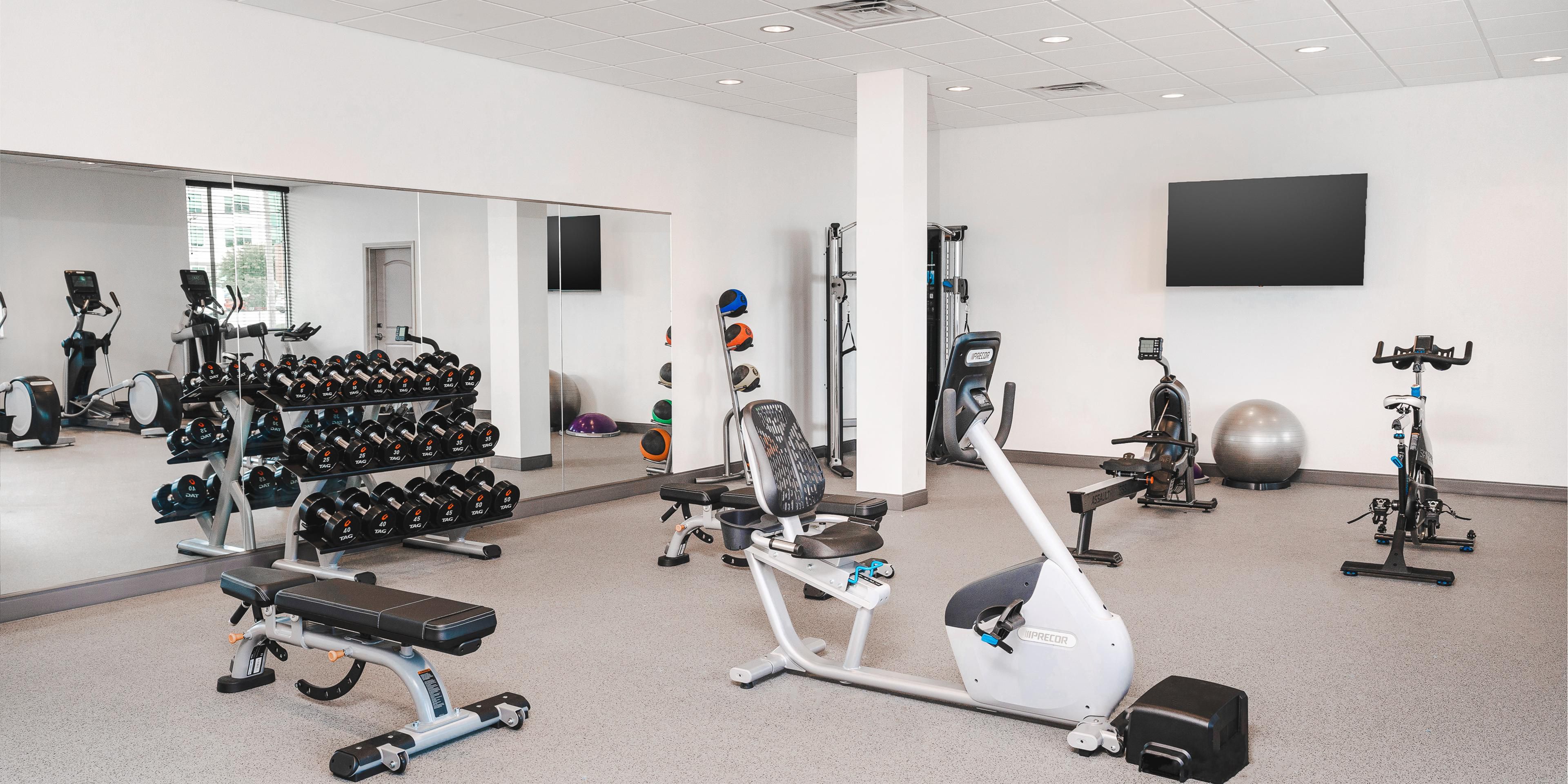 Stay fit day or night in Nashville: 24-hour gym at our hotel.