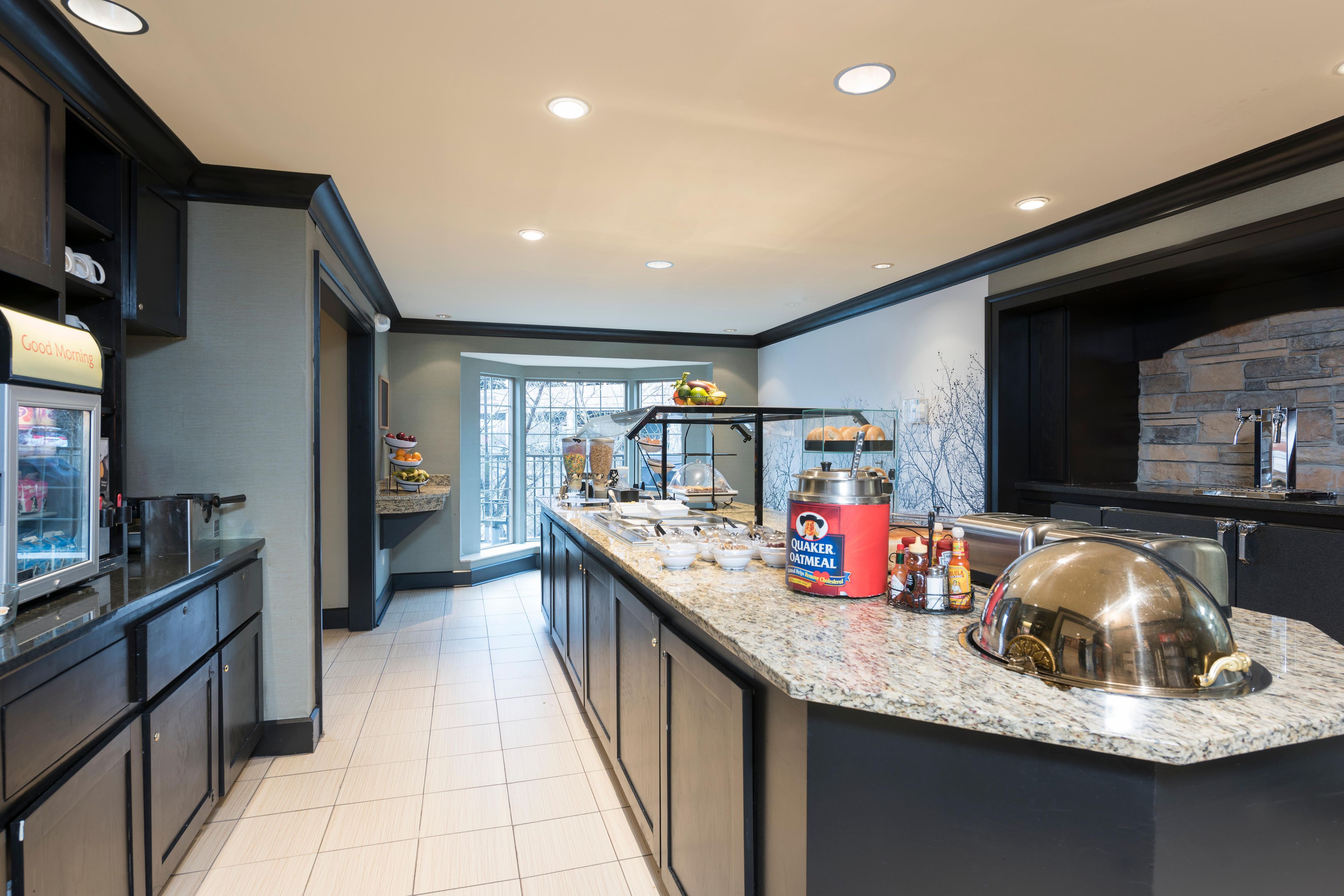 Start your day with a complimentary breakfast buffet featuring daily specials. Join us Monday to Wednesday for our evening Social Hour, where you meet with other guests while enjoying free appetizers and drinks. Take advantage of our complimentary use of the grill on our outdoor patio. It's the perfect way to fuel up for the day!