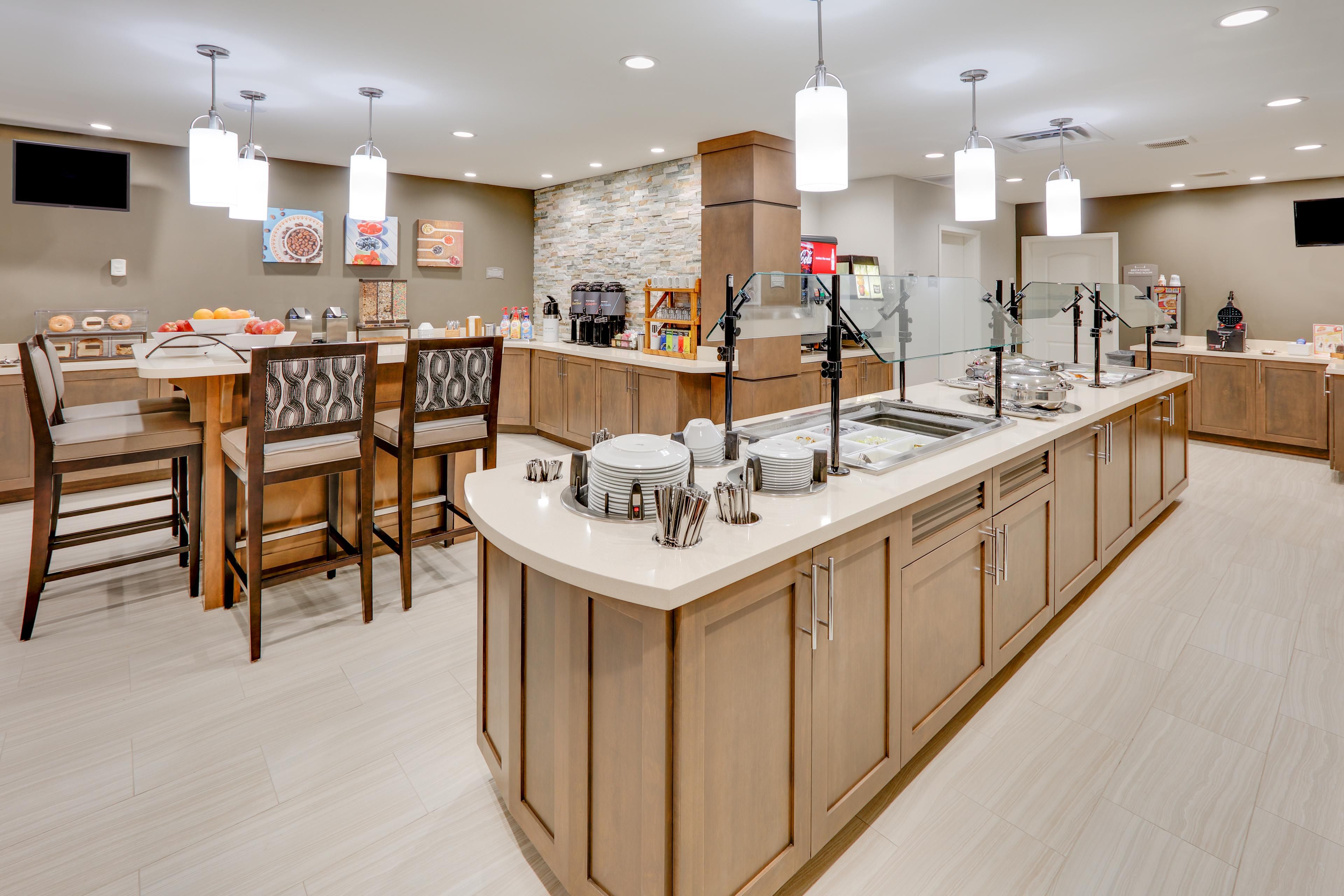 Start each day right and enjoy our complimentary full hot breakfast featuring a variety of sweet and savory delights. So, grab a plate or two, fuel up, and be ready to conquer your day! Our wonderful breakfast is available weekdays from 630AM-930AM and weekends from 730AM-1030AM.