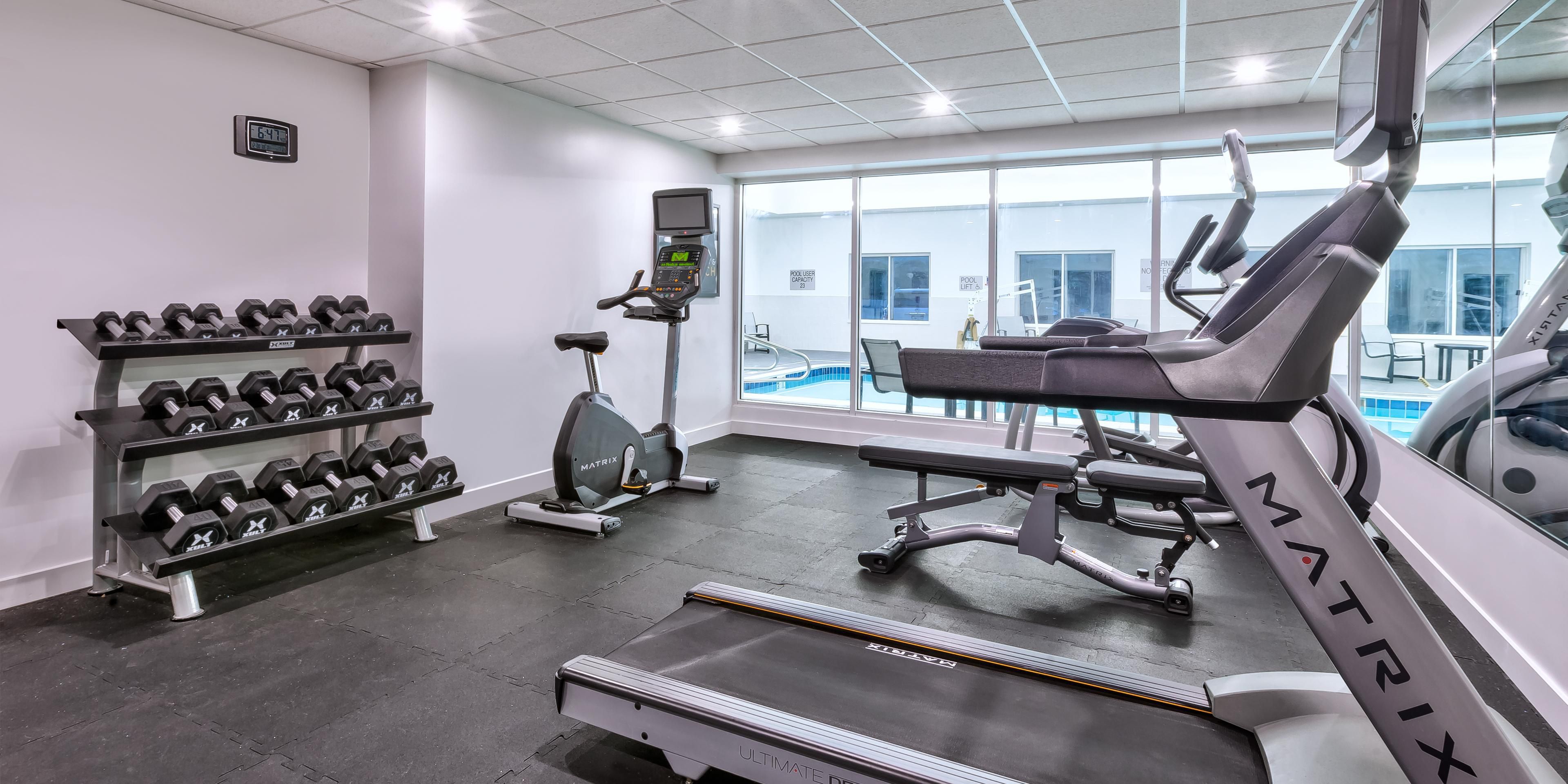 Get in your daily exercise in our complimentary Fitness Center. 