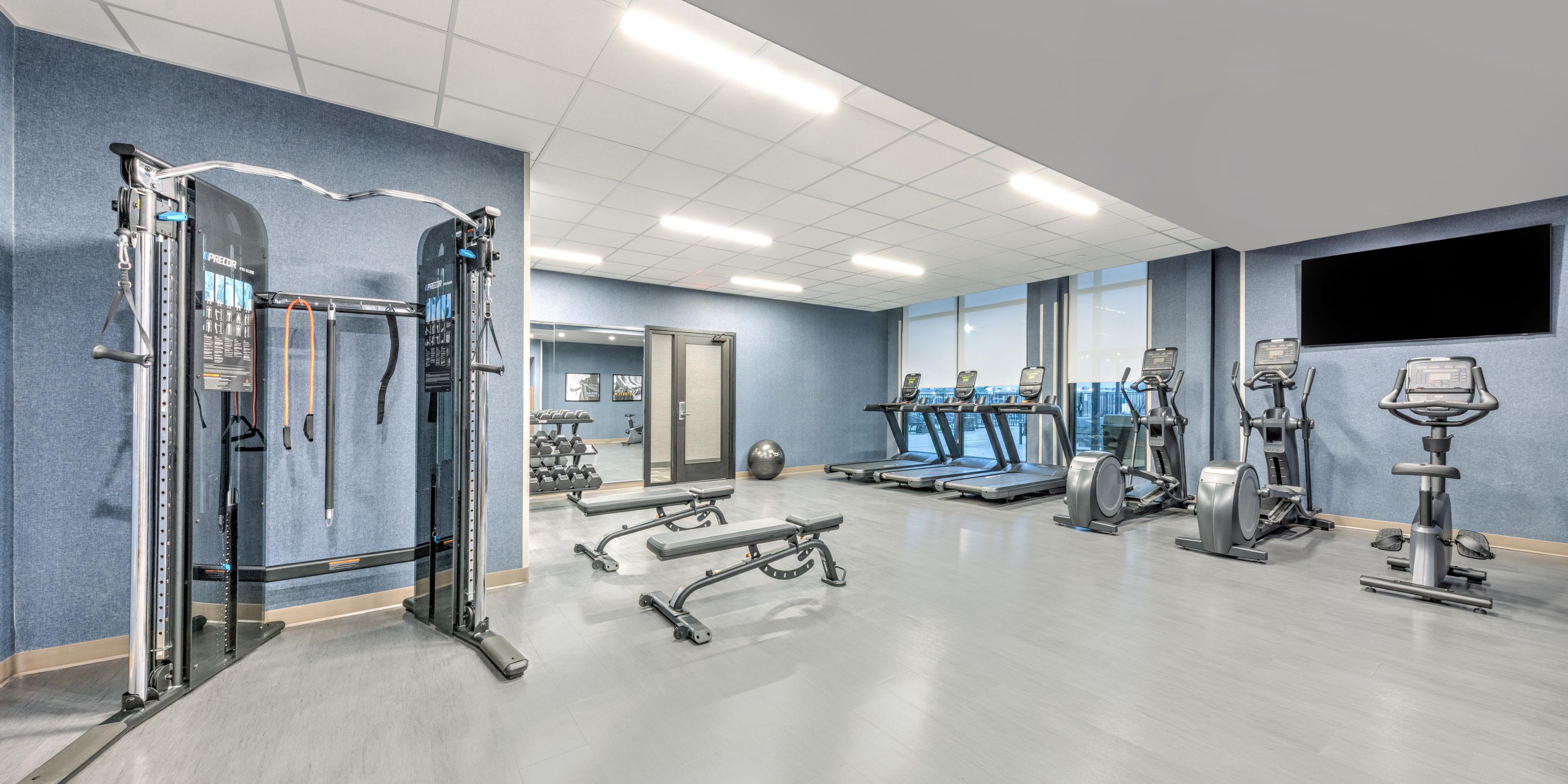 Stay active anytime with our 24/7 fitness center.