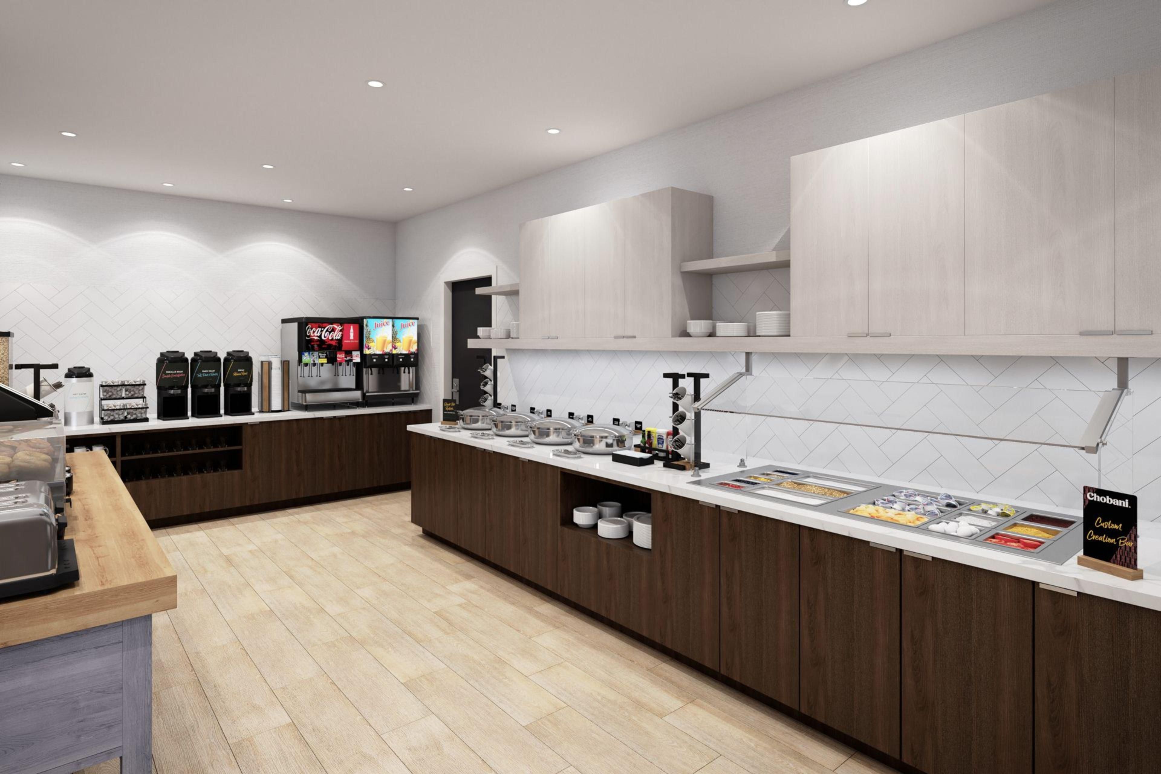 Start each day with our complimentary hot breakfast buffet, served from 6:30am-9:30am. Savor a variety of favorites, including eggs, bacon, pancakes, fresh fruit, and coffee. To keep things fresh, we rotate menu items, offering extended-stay guests a delicious and varied breakfast experience every morning.