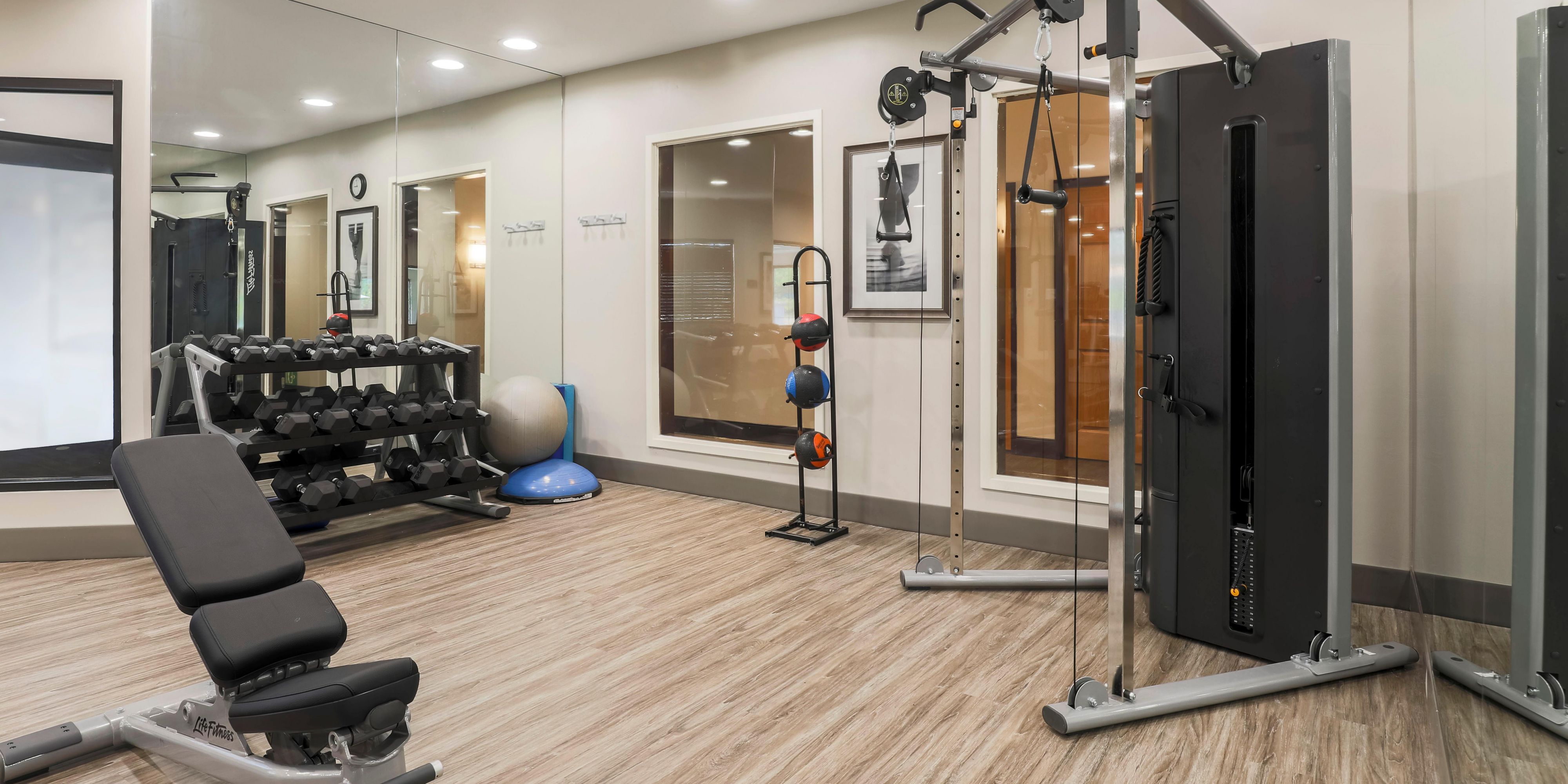 Our Reno hotel gym features free weights and cardio equipment.
