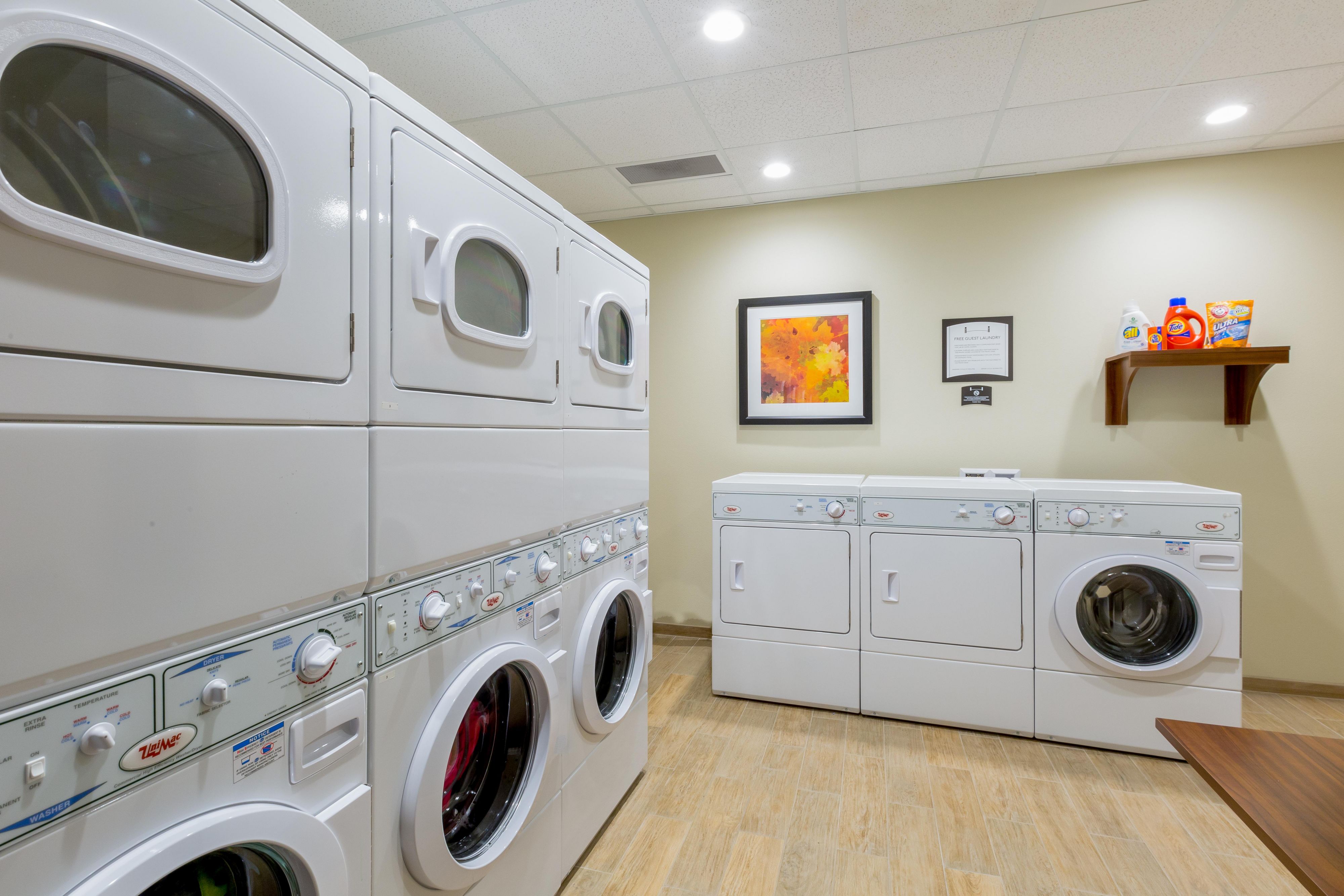 Don’t think you should have to pay to do your laundry. We don’t either! Take advantage of our complimentary washers and dryers during your stay with us.

