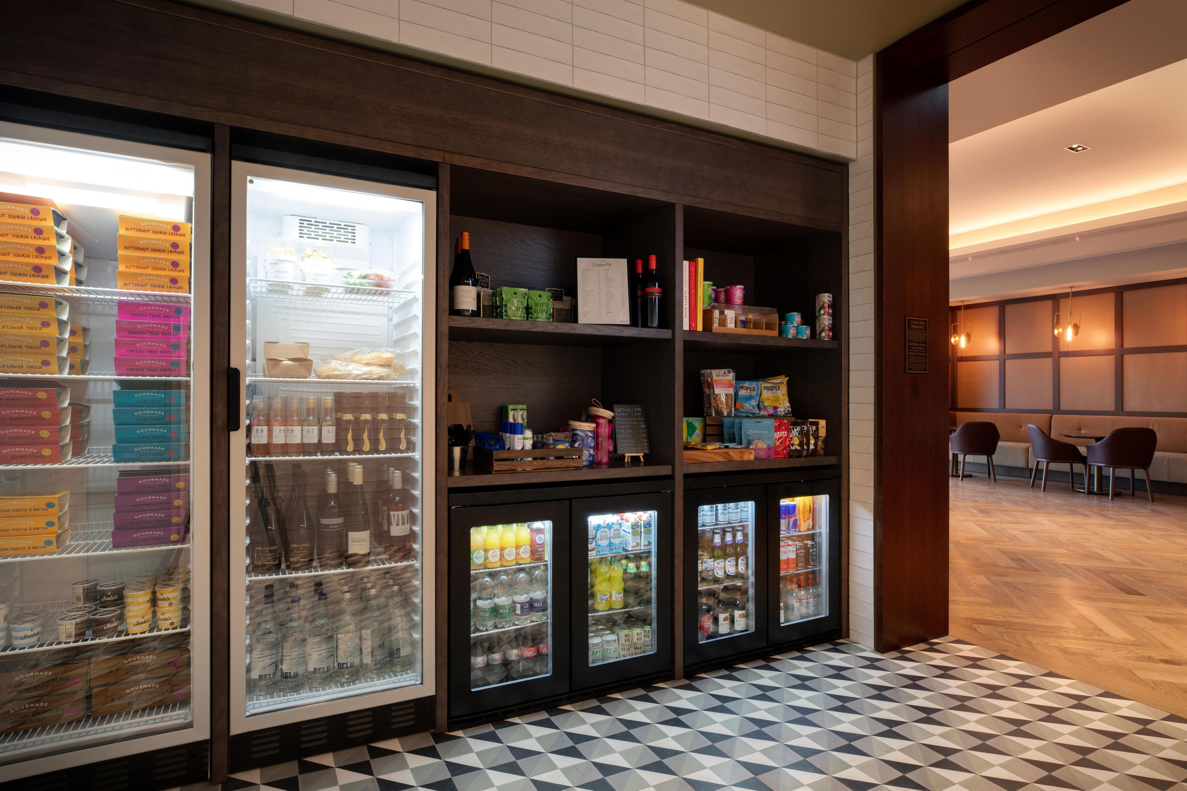 The Pantry, open 24 hours and prepare dinner in your studio or one-bedroom apartment in your own fully equipped kitchen.