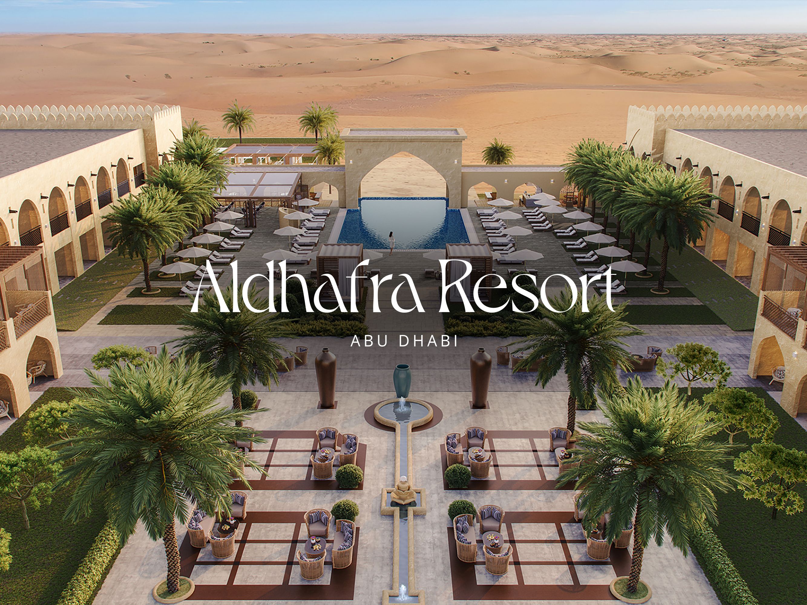 Warm image of the luxurious infinity pool overlooking the desert