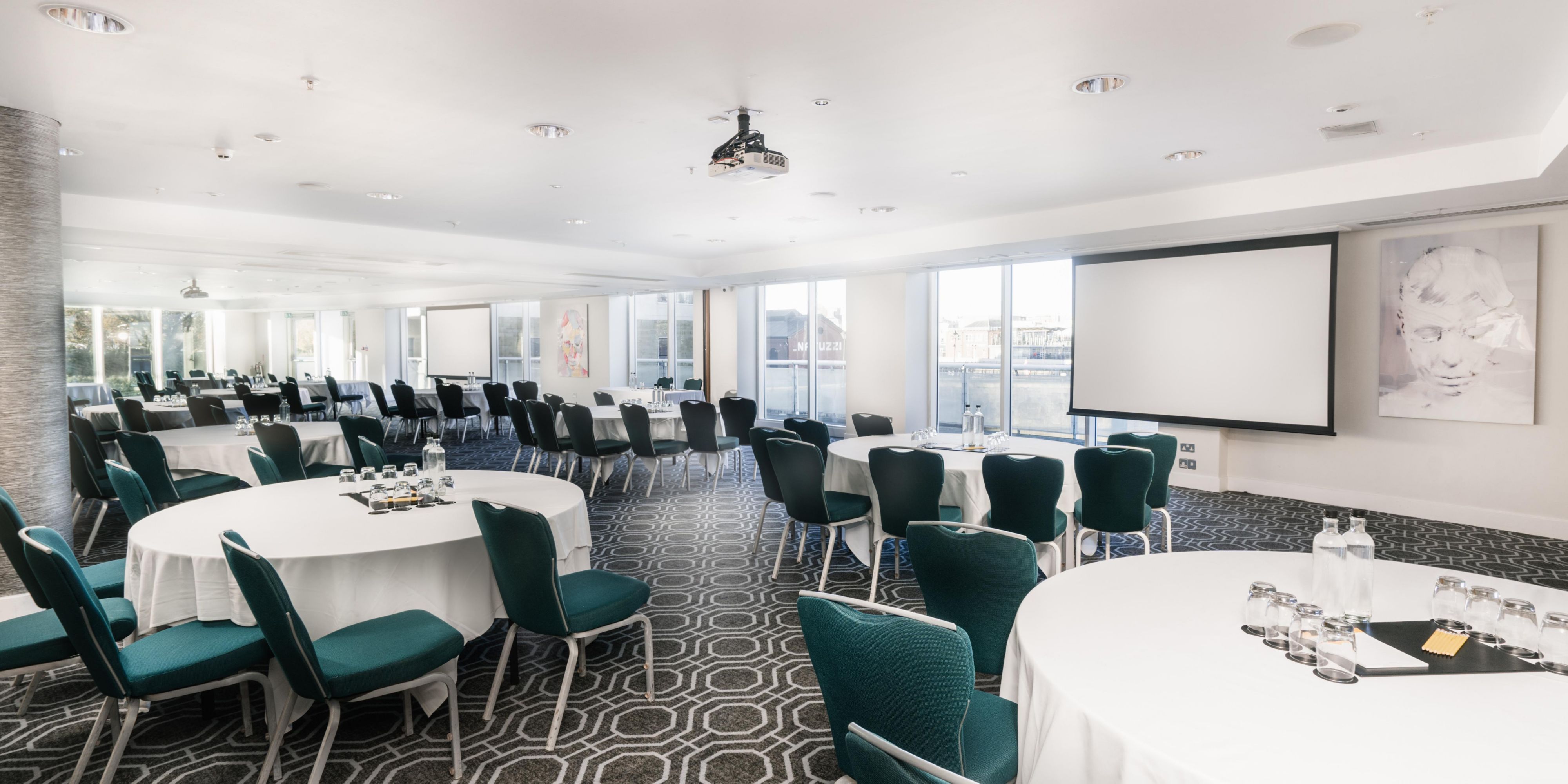 Event space with a projector screen