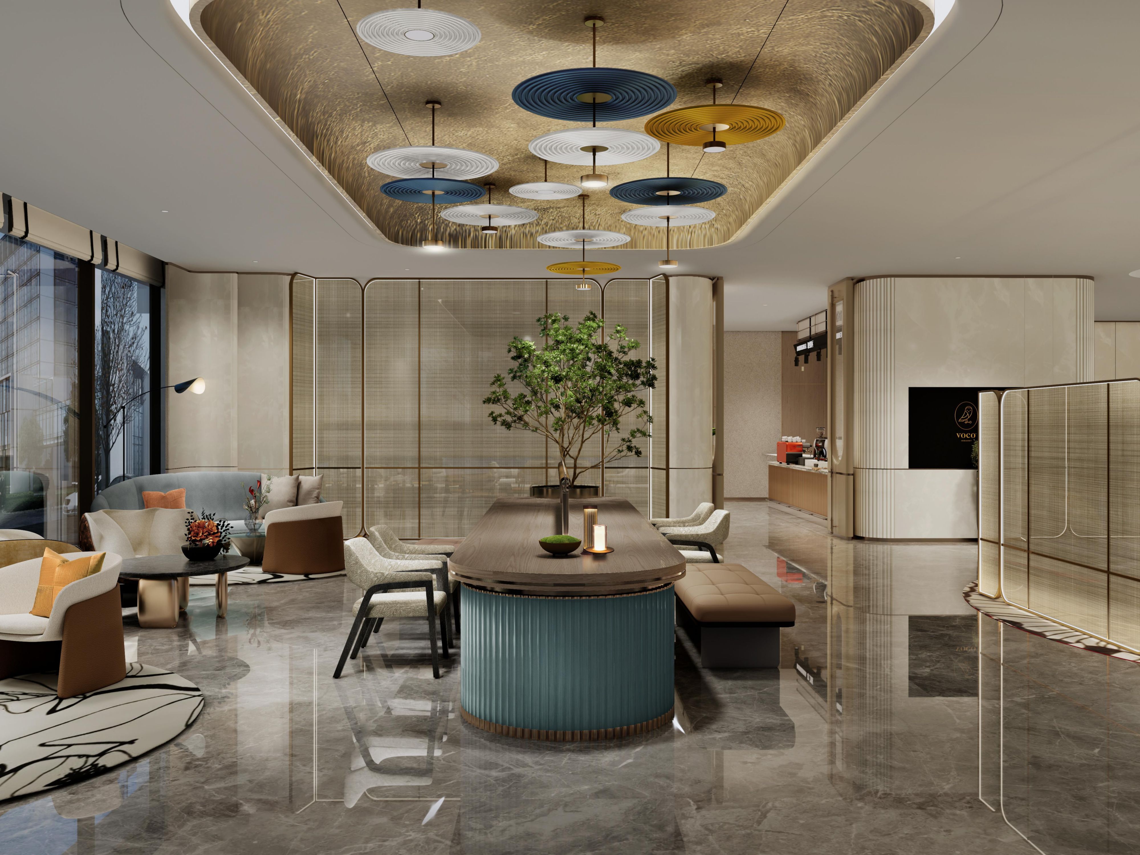 在酒店大堂吧，你可以品味到voco品牌专属的birdie bean咖啡，而咖啡豆来自云南