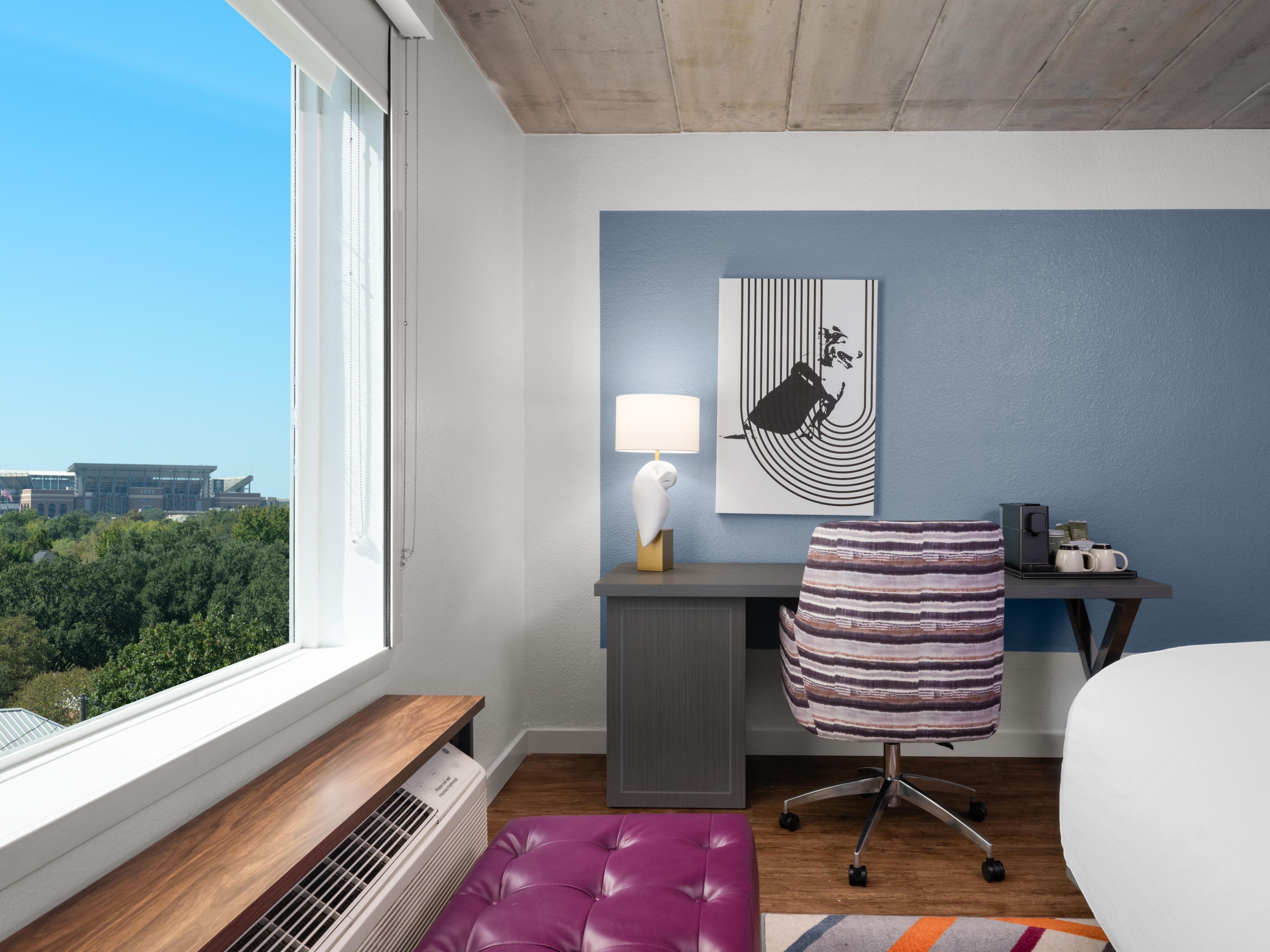 Enjoy rooms facing Kyle Field at voco College Station Aggieland, just 2.7 miles from the stadium. Perfect for Aggie fans, relax in spacious rooms, unwind by the pool, and soak up the game day spirit with unbeatable views and comfort.