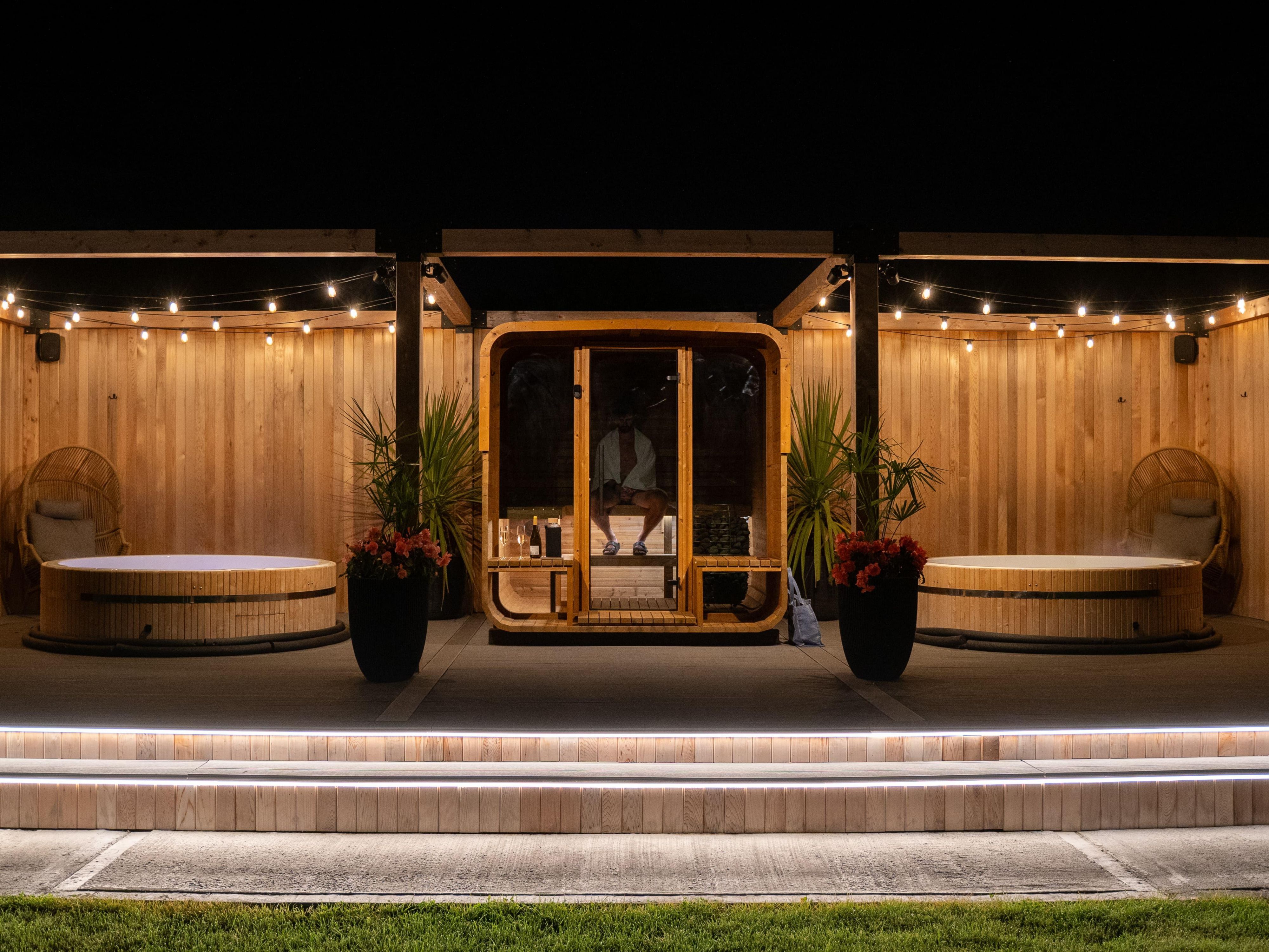 Discover our outdoor spa, The Deck. Relax and recharge with full access to The Deck featuring a hot tub, sauna, and complimentary refreshments exclusively for our guests. Scan the QR code and order cocktails to the Spa. 

Staying over the weekend? Elevate your experience with indulgent in-room spa treatments for the ultimate relaxation. 