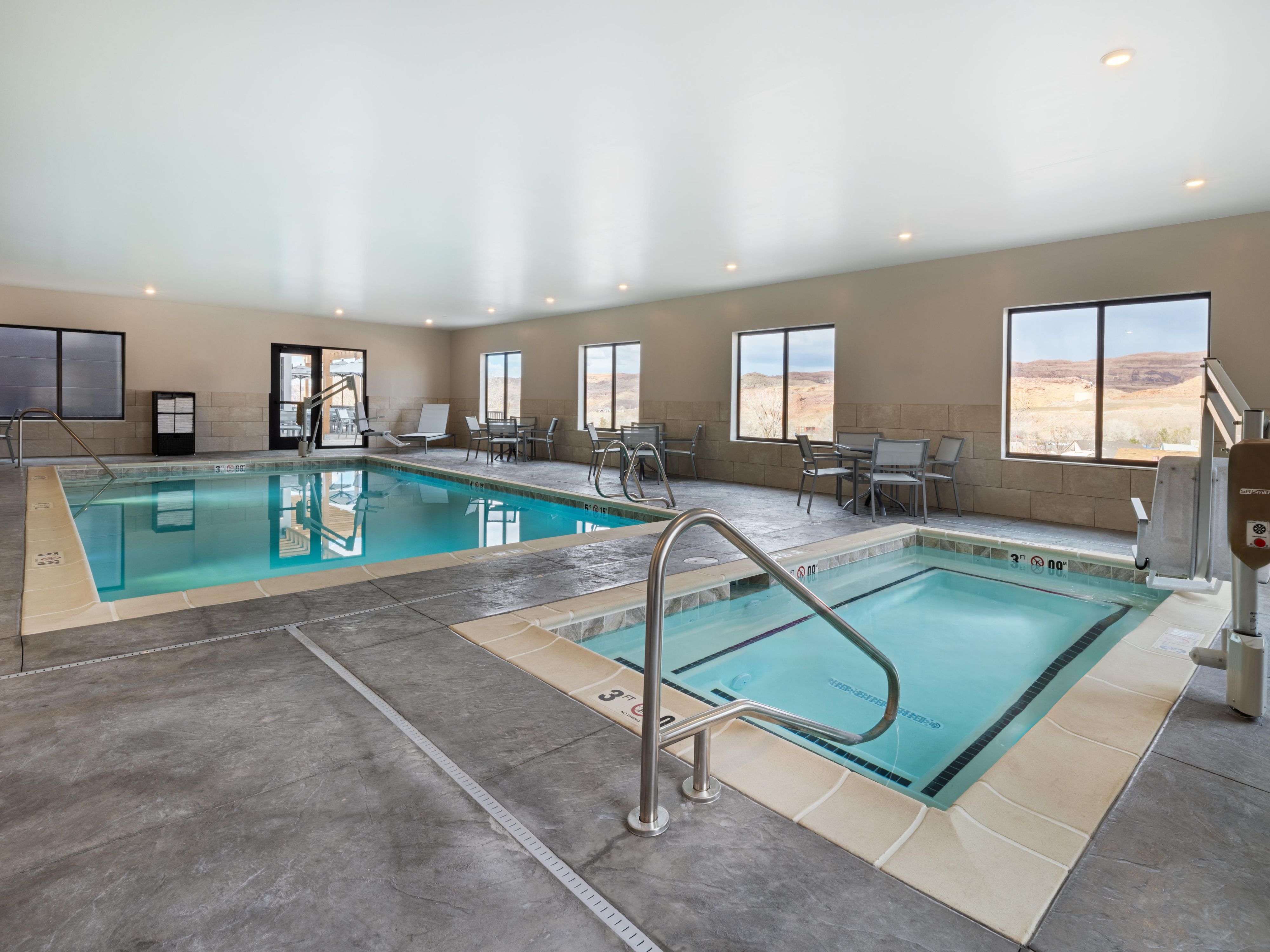 voco Moab hotel with indoor pool, hot tub, and desert views.