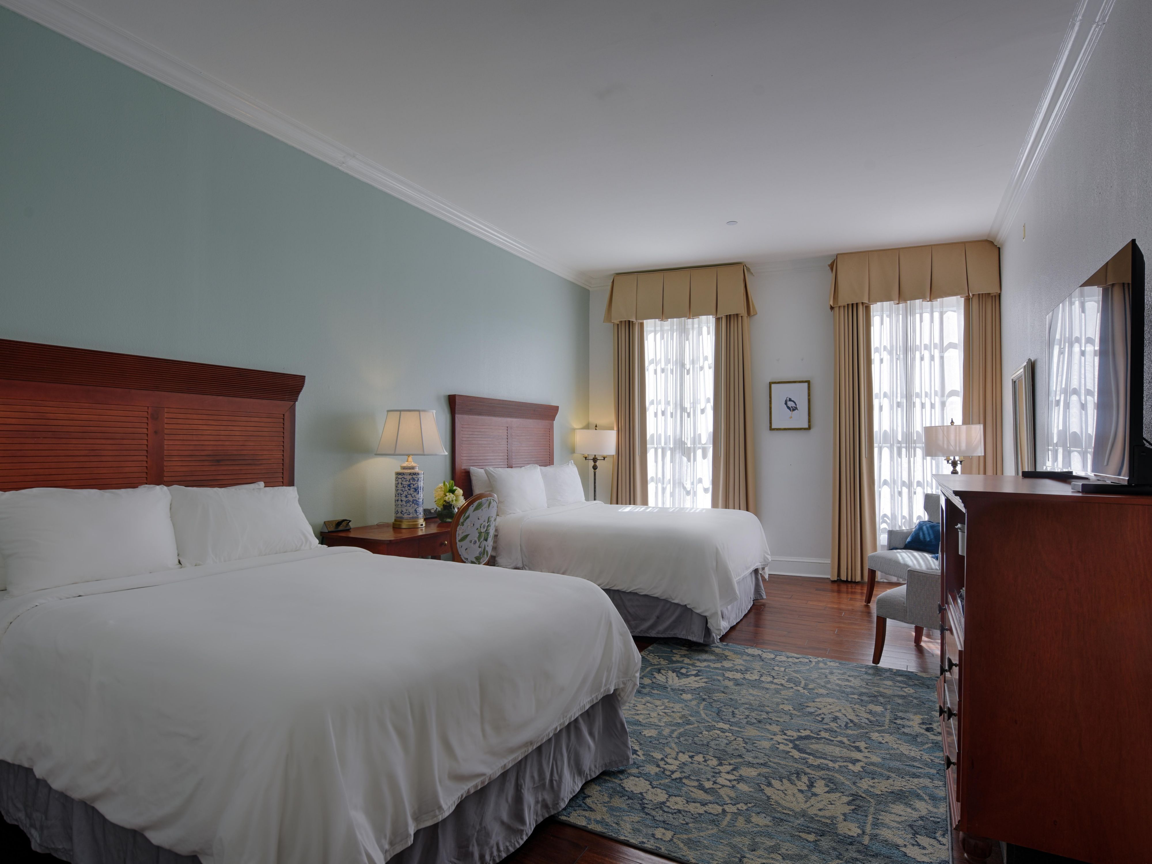 Our double queen guest rooms are comfortable and welcoming.