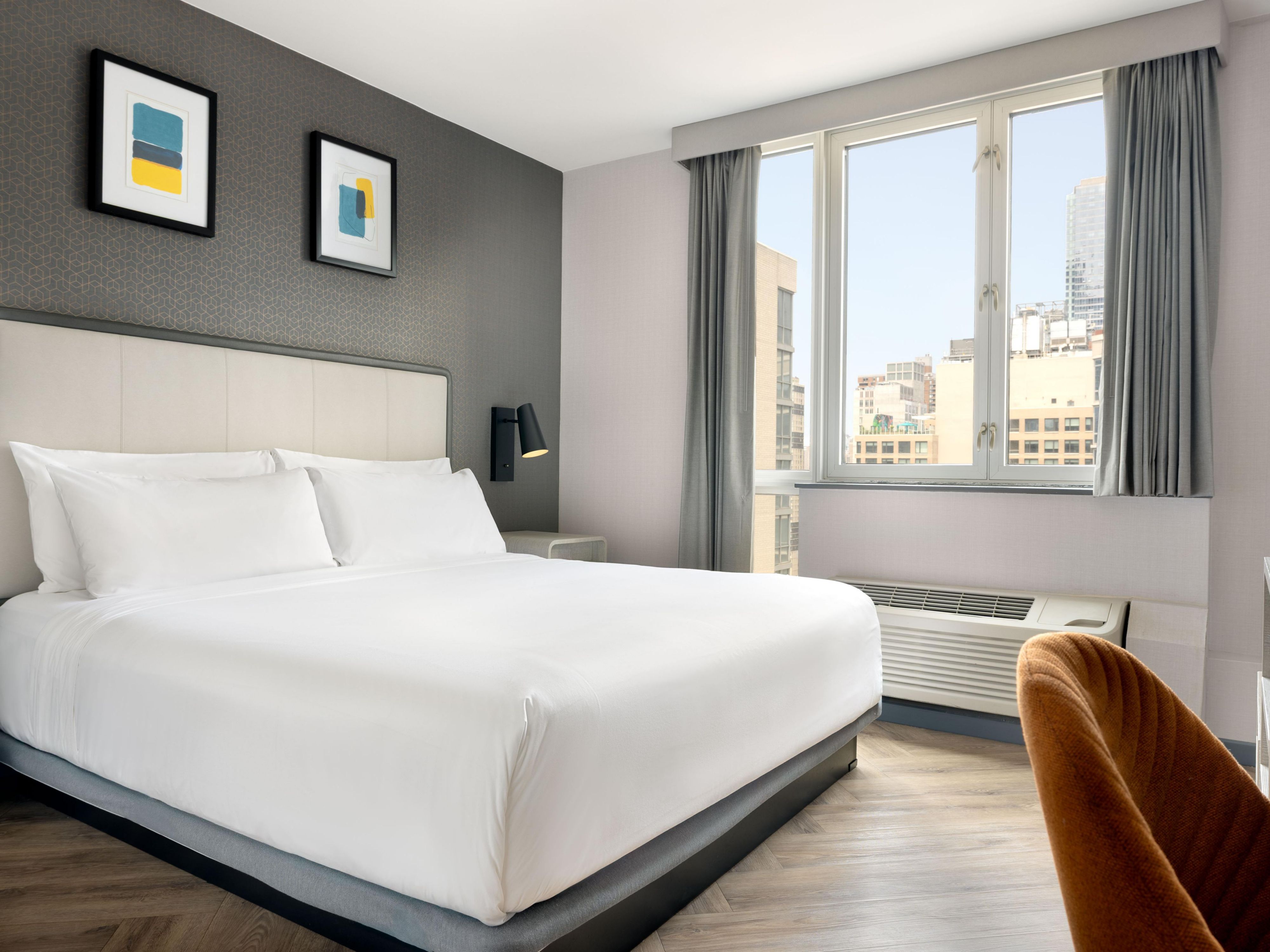 Luxuriate in our 1 King room with city views.