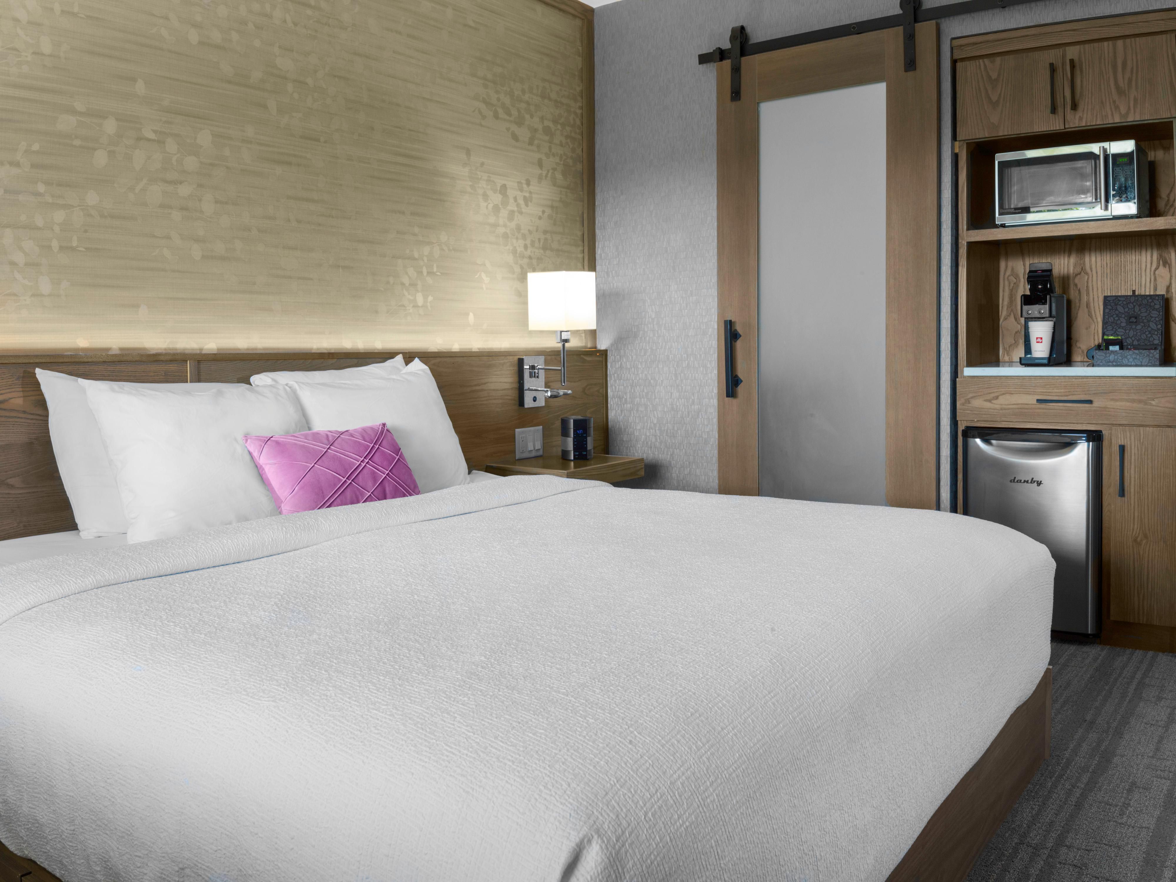 Enjoy thoughtful amenities in our spacious guest rooms.