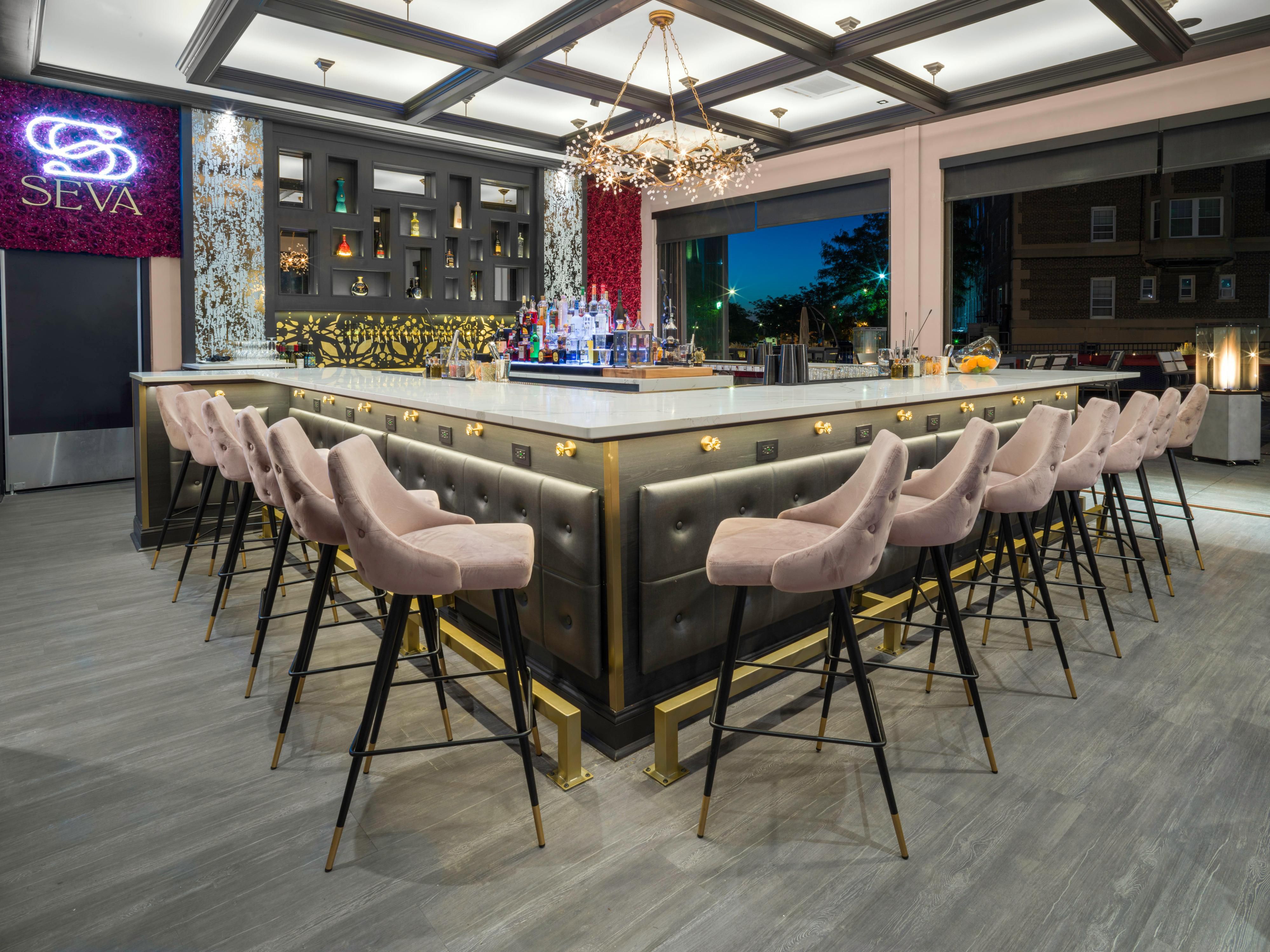 Our bar opens to the patio to enjoy the summer months.