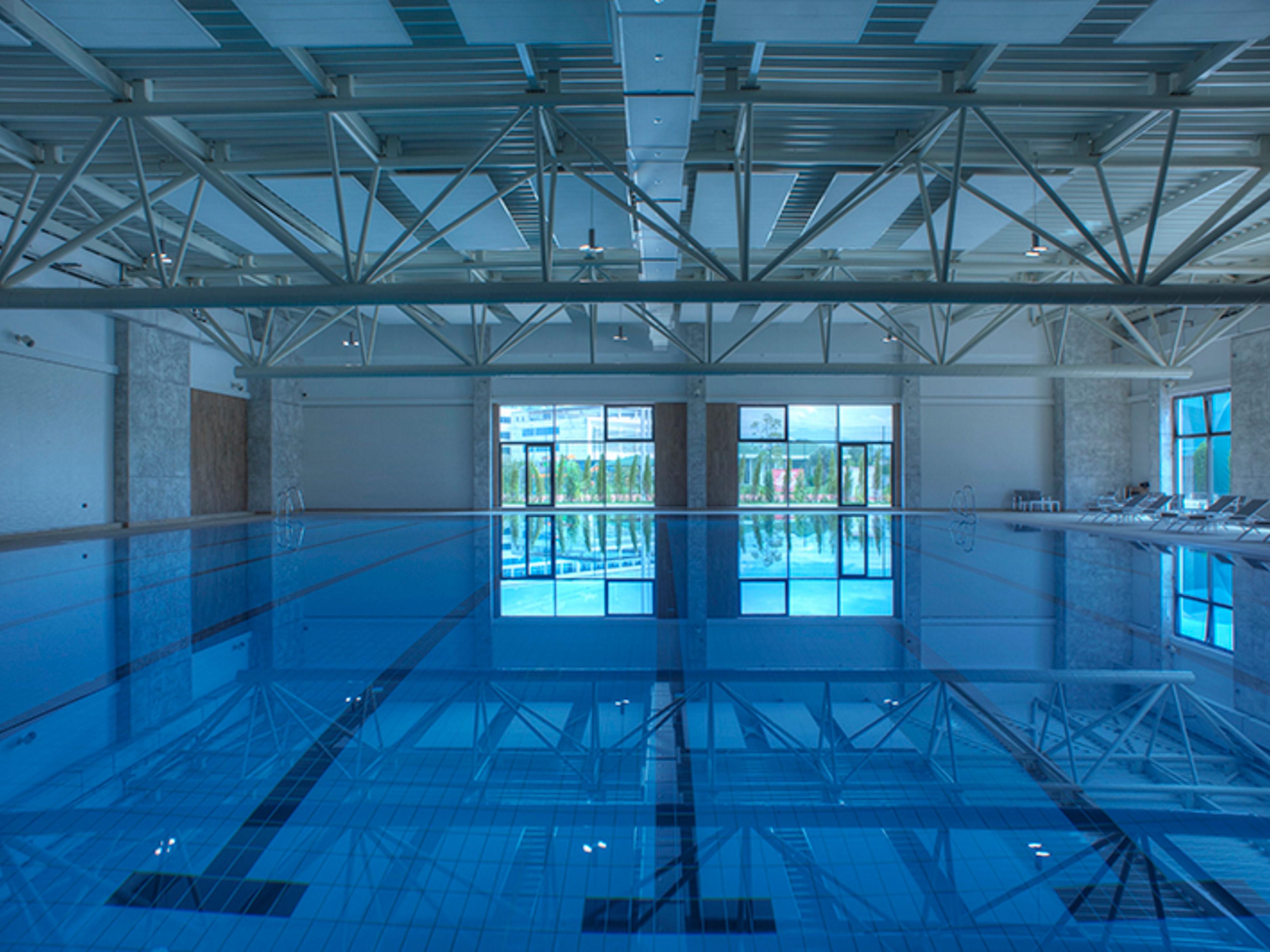 Enjoy a refreshing swim in our indoor pool, perfect for both relaxation and exercise in a serene setting.

Click "Learn more" to find more information on the schedule and working hours.
