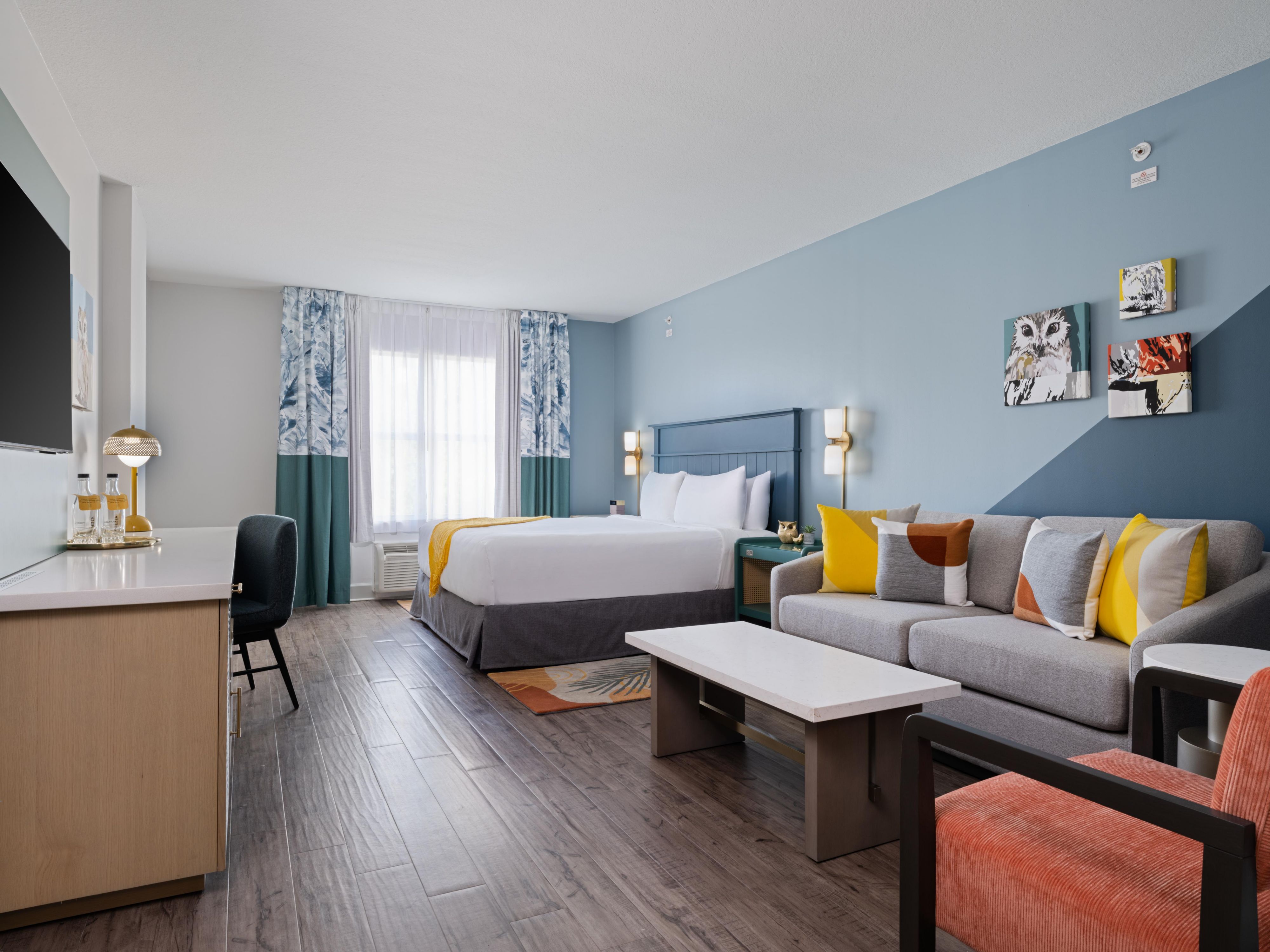 Our king suites in Sarasota offer additional living area.